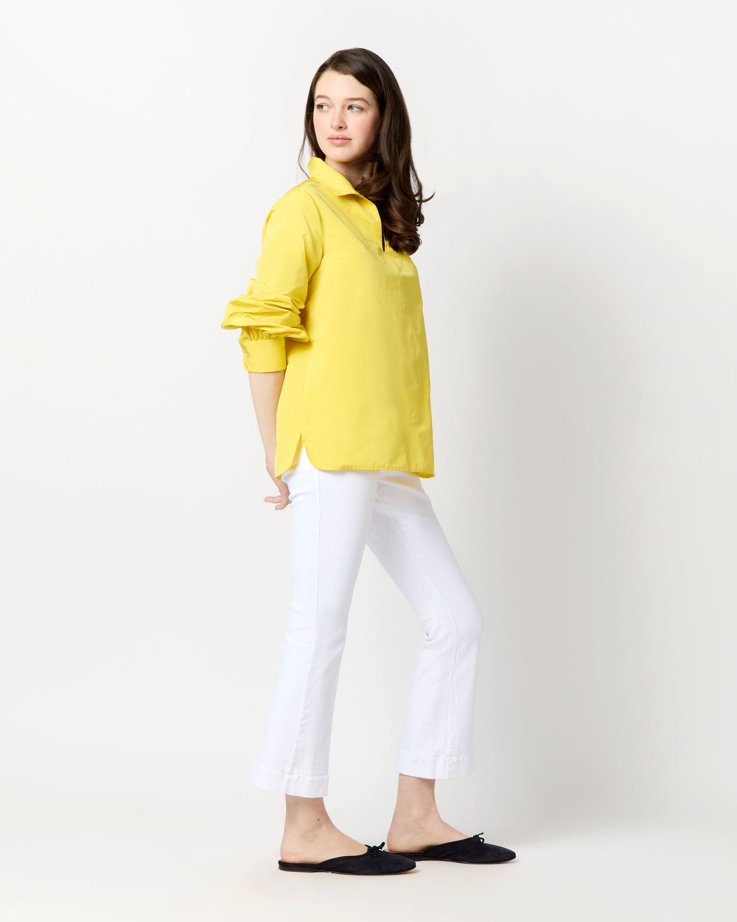 Carolina Top in Yellow Nylon Faille