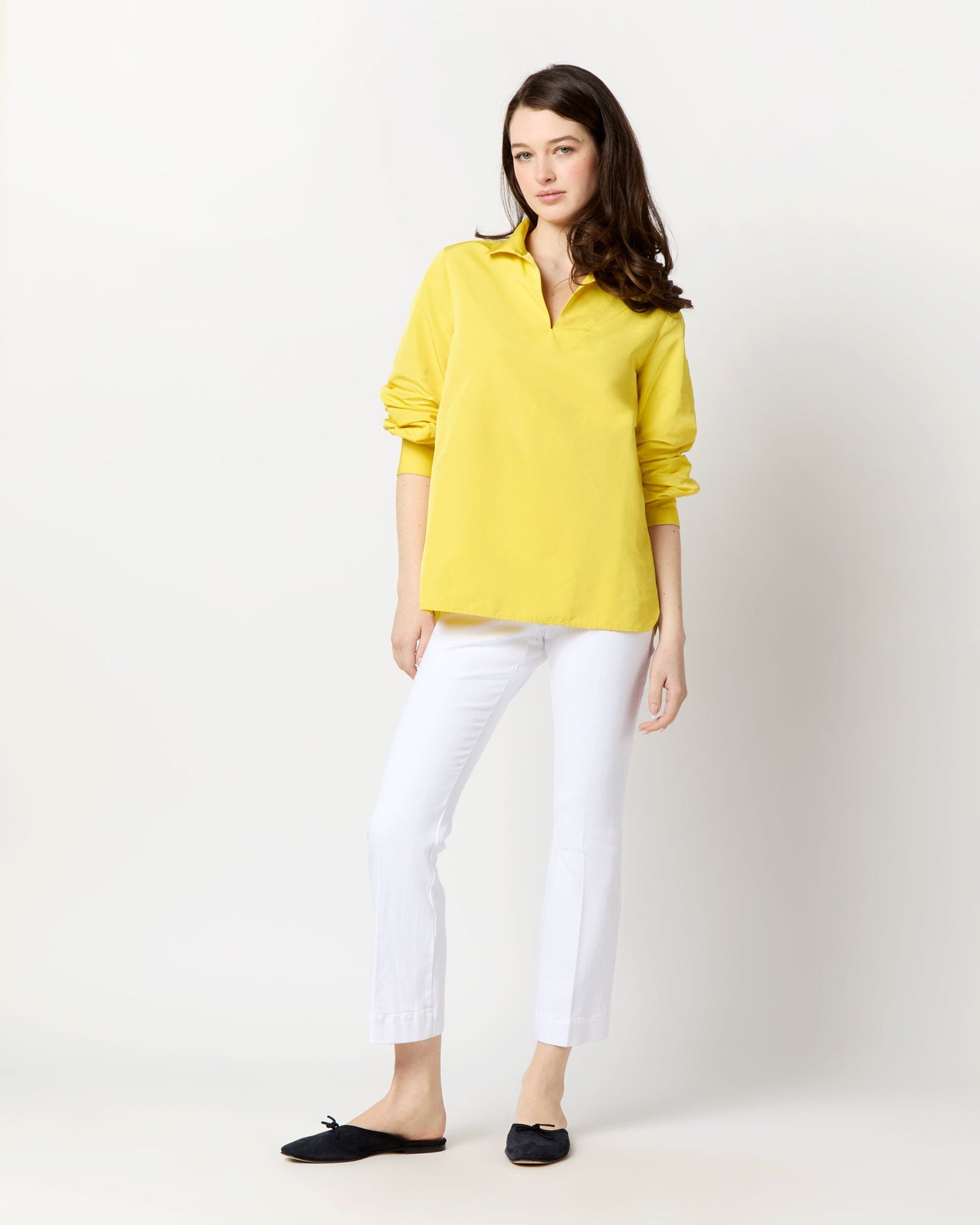 Carolina Top in Yellow Nylon Faille