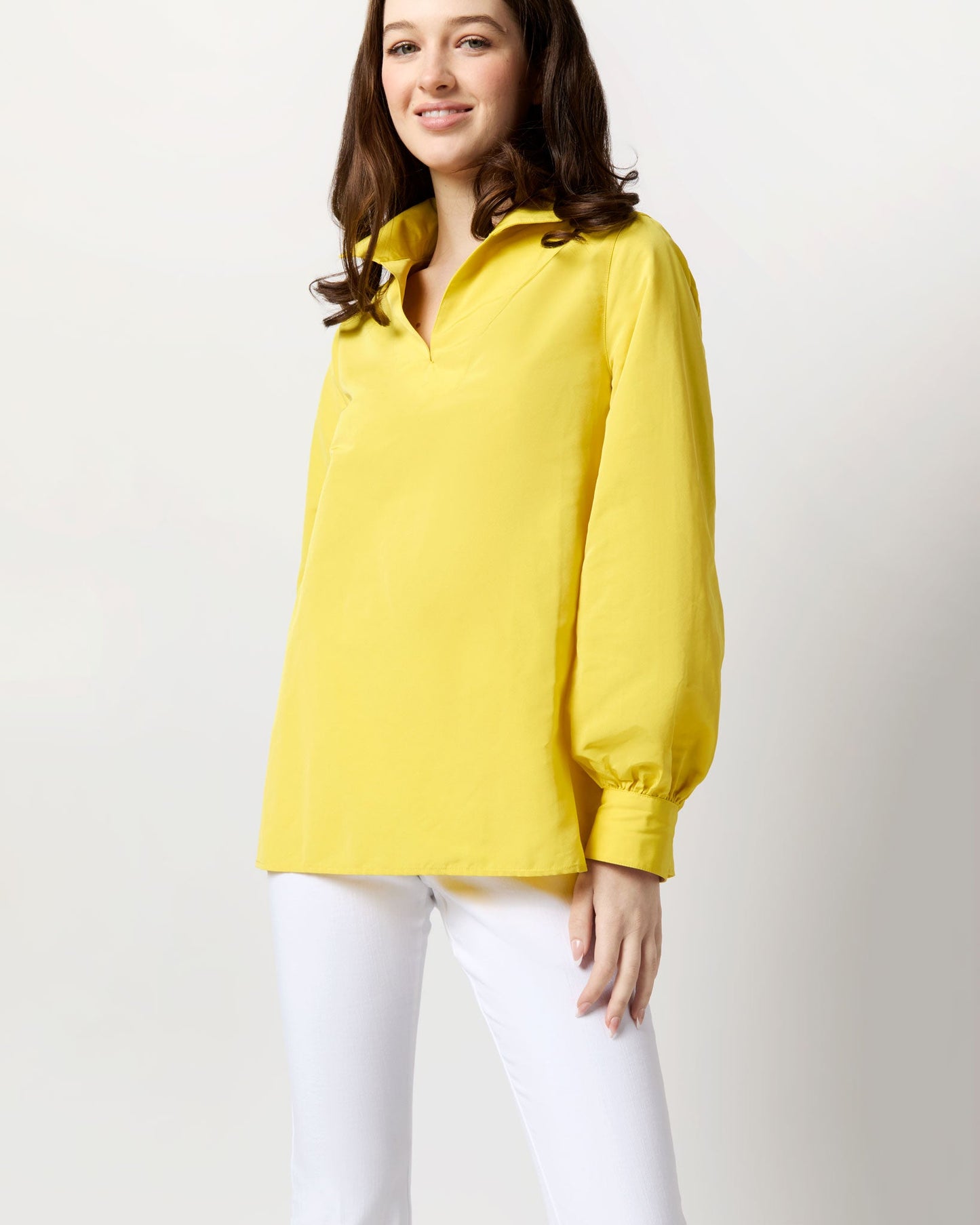 Carolina Top in Yellow Nylon Faille