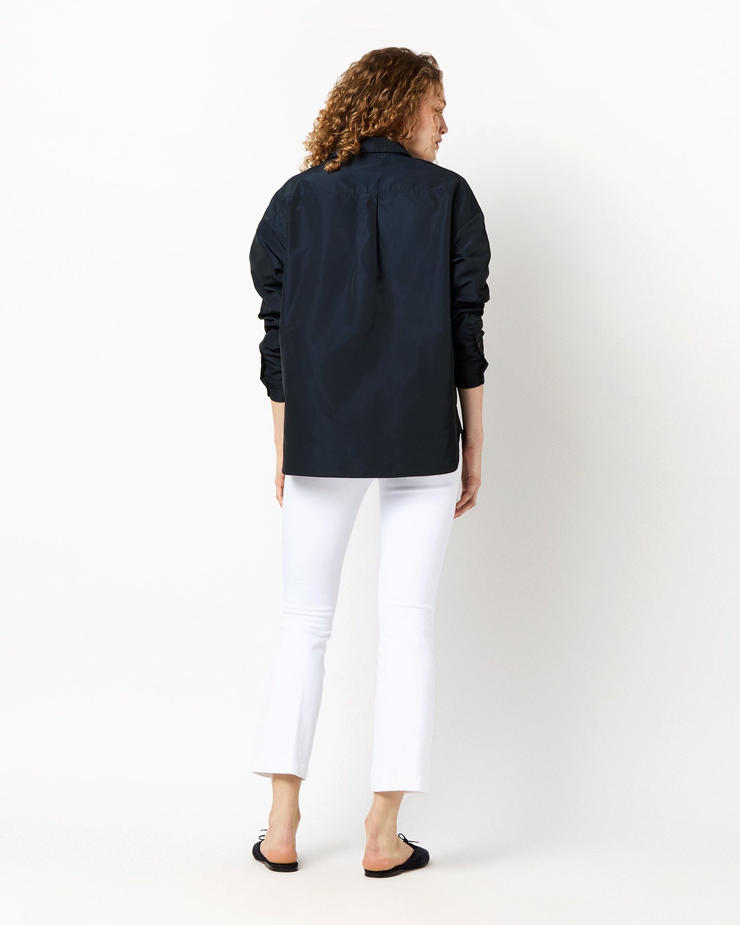 Elle Shirt in Navy Nylon Faille