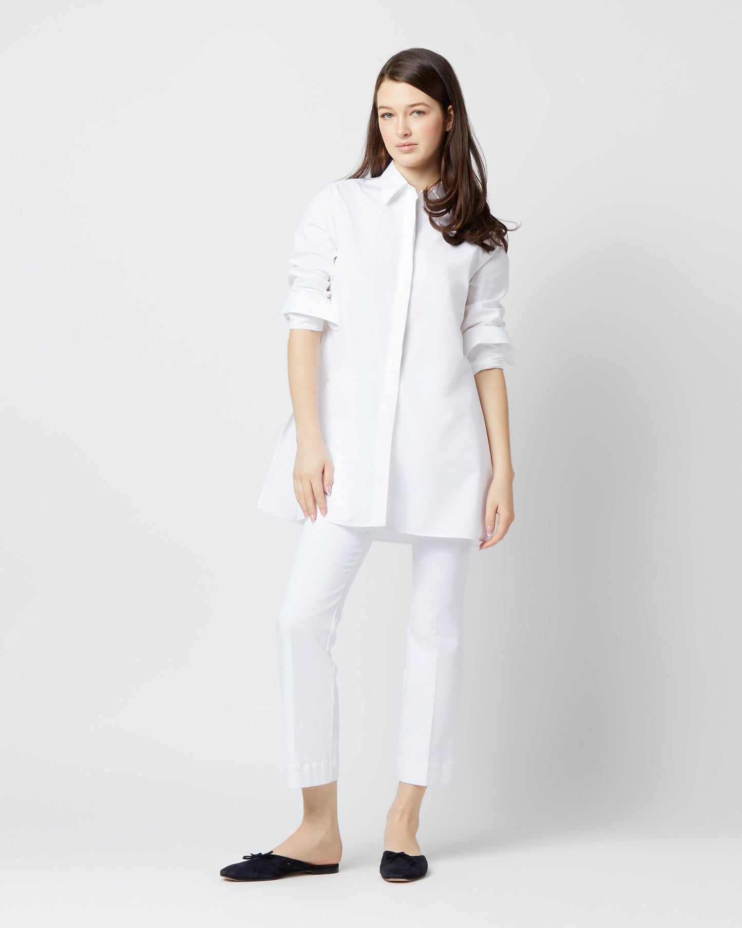 Gabrielle Tie Tunic in White Poplin