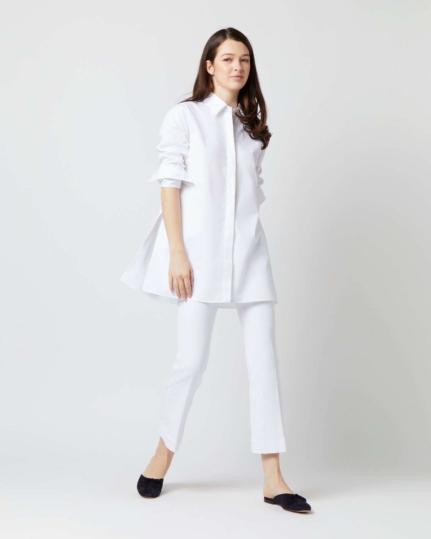 Gabrielle Tie Tunic in White Poplin