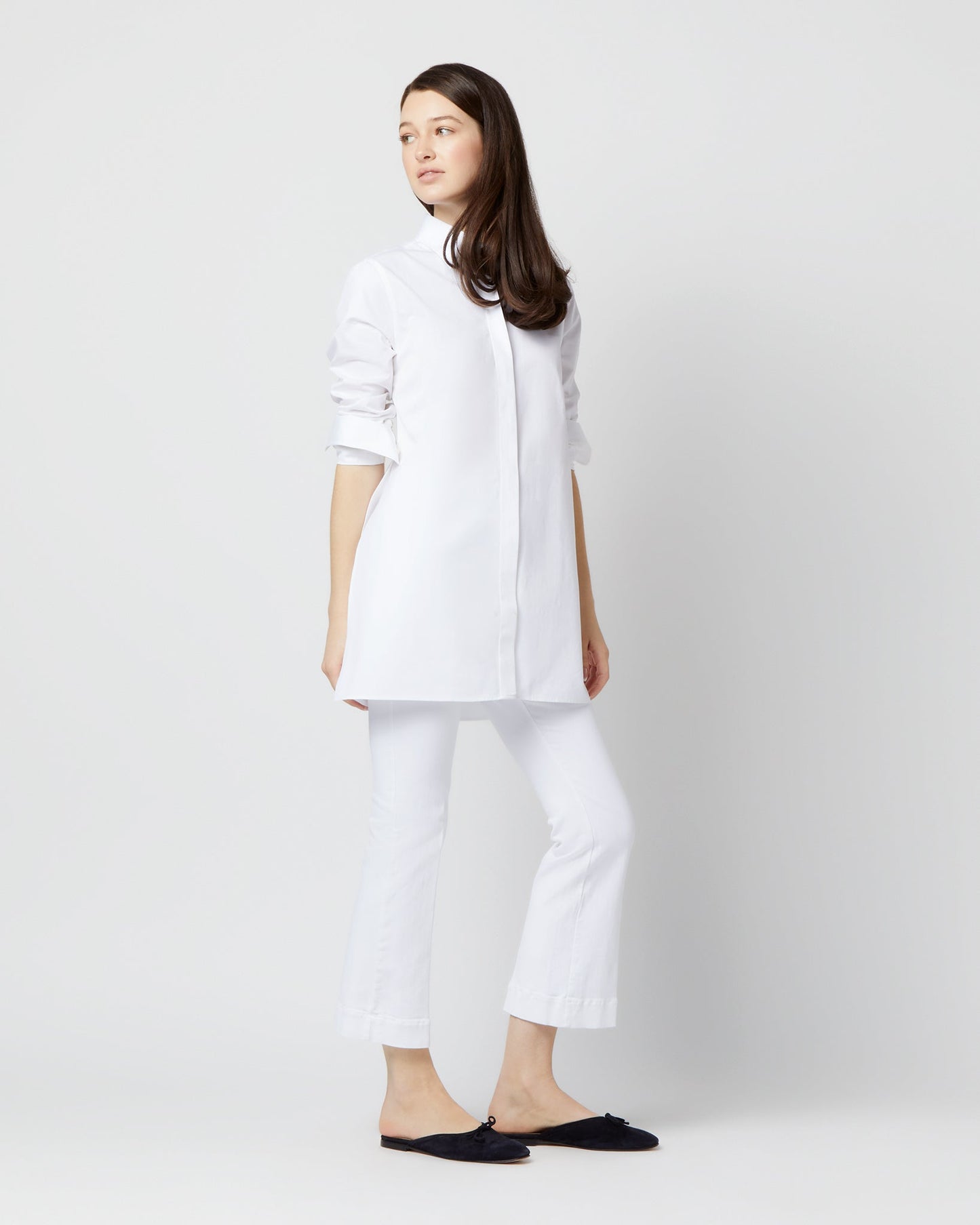 Gabrielle Tie Tunic in White Poplin