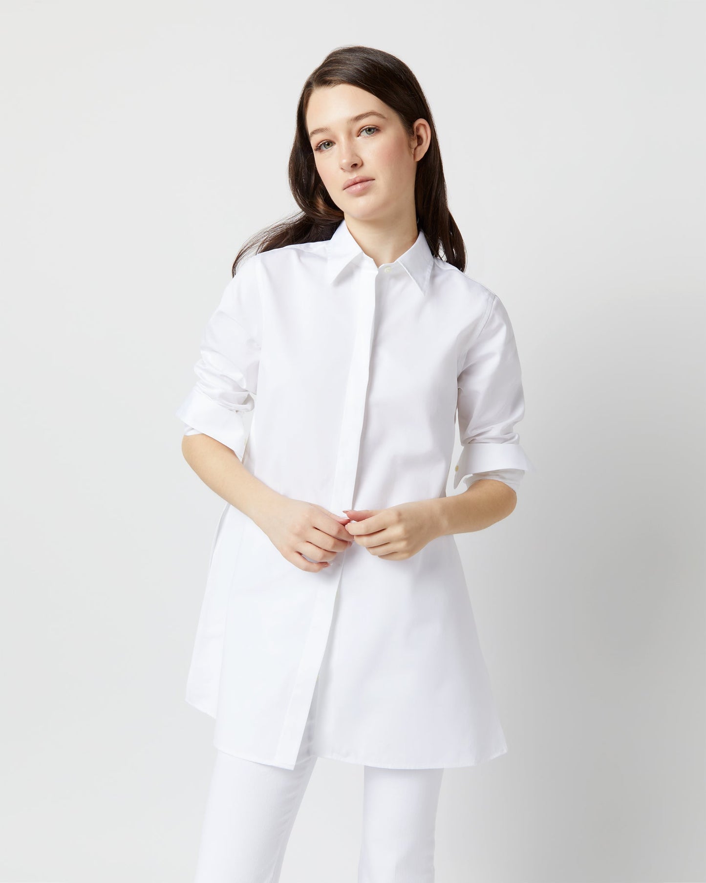 Gabrielle Tie Tunic in White Poplin