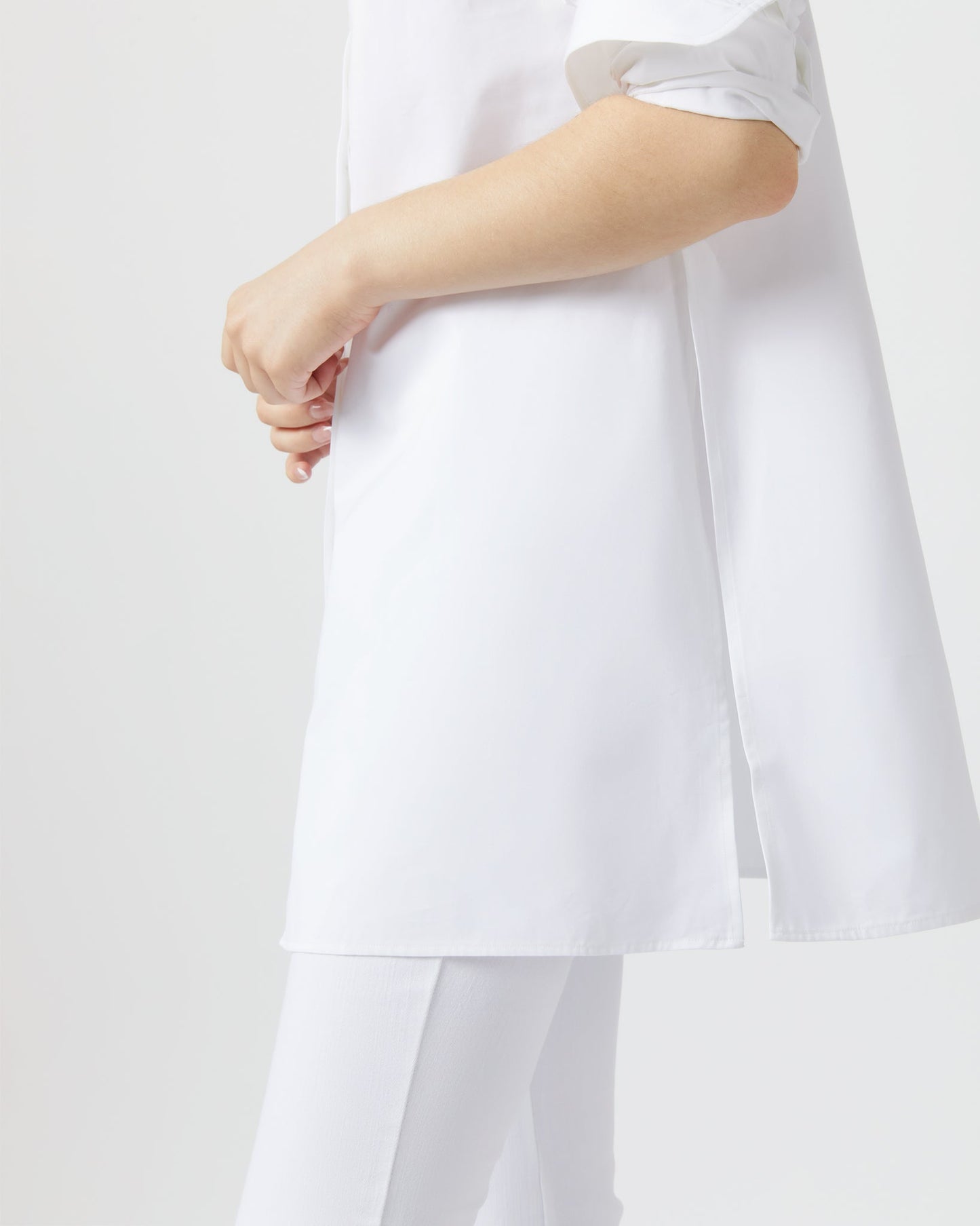 Gabrielle Tie Tunic in White Poplin