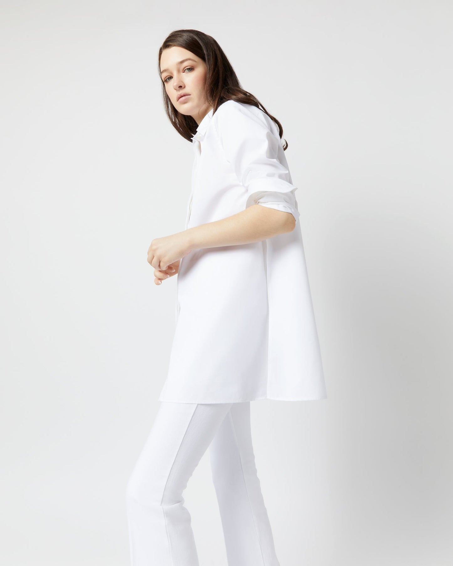 Gabrielle Tie Tunic in White Poplin