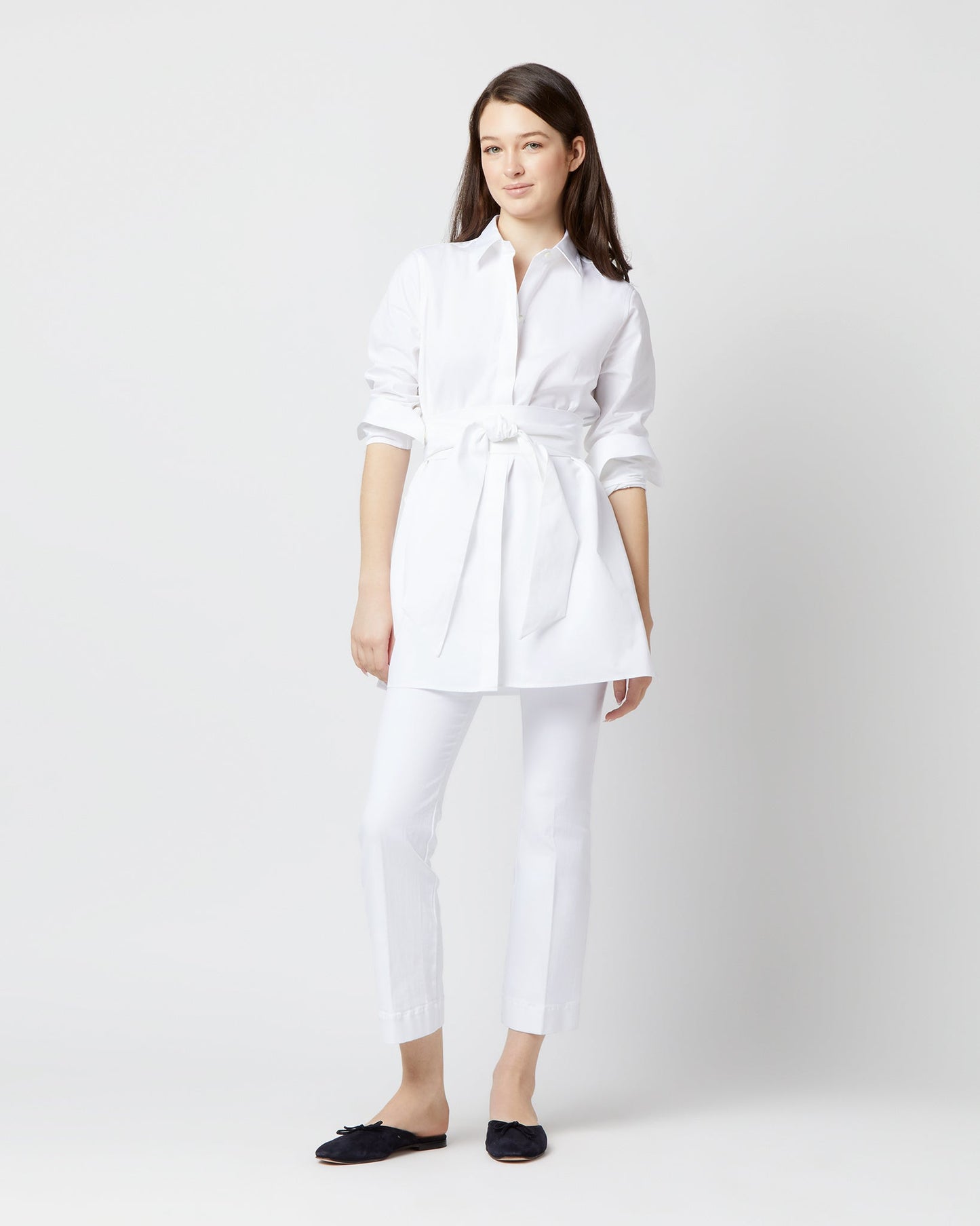 Gabrielle Tie Tunic in White Poplin