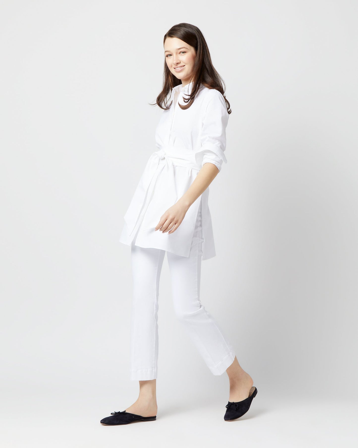 Gabrielle Tie Tunic in White Poplin