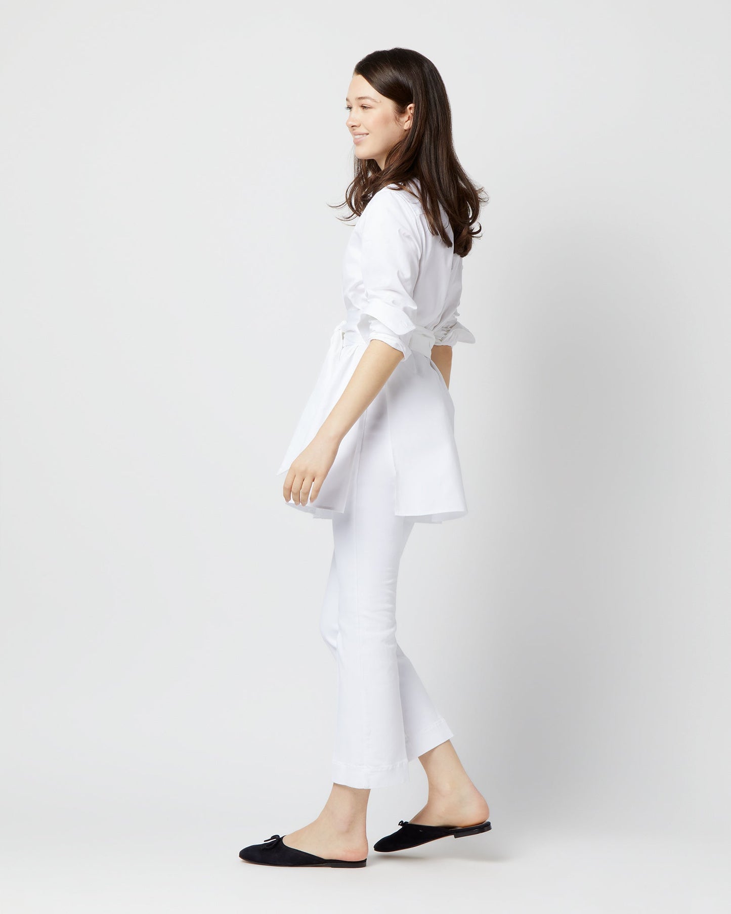 Gabrielle Tie Tunic in White Poplin