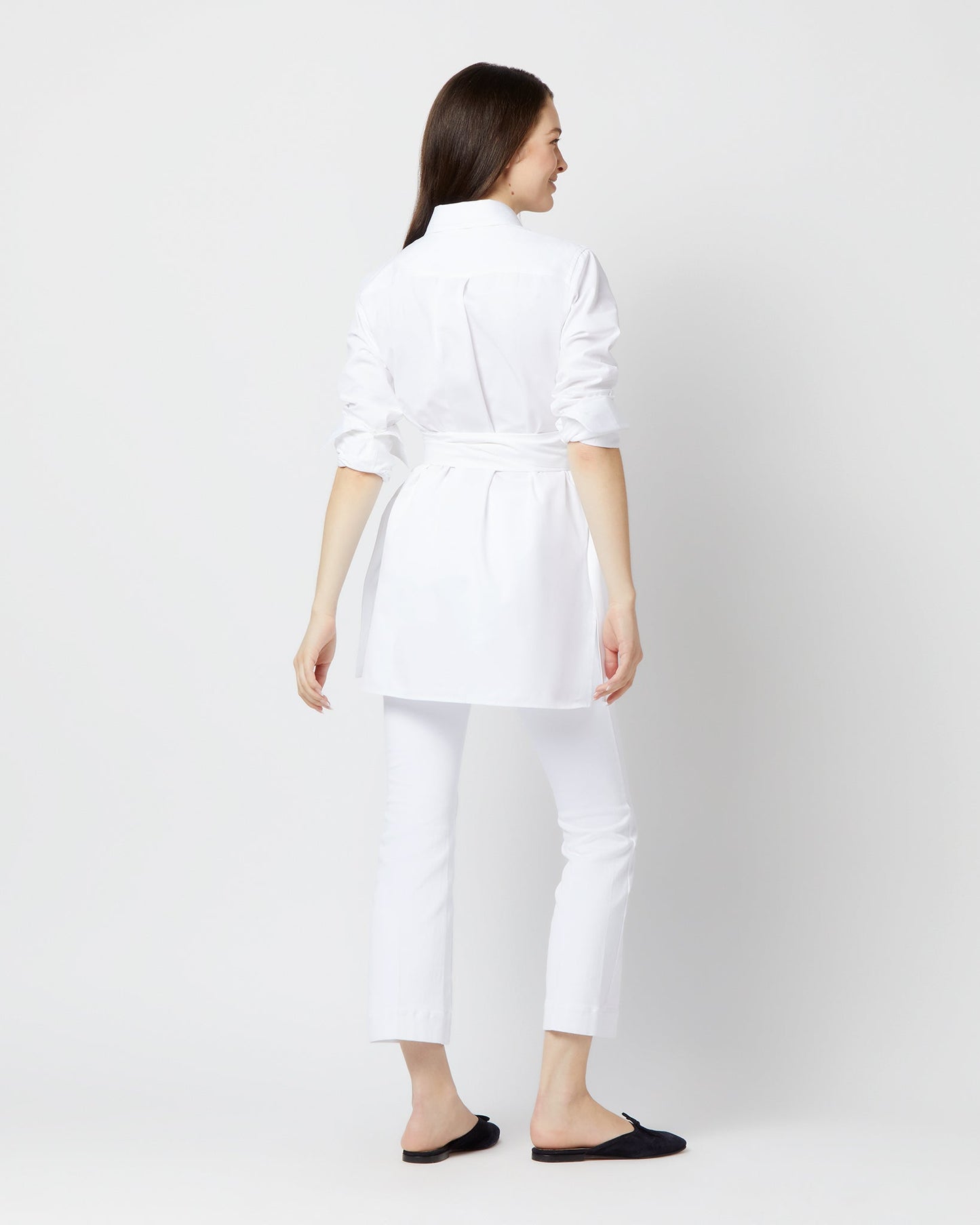 Gabrielle Tie Tunic in White Poplin