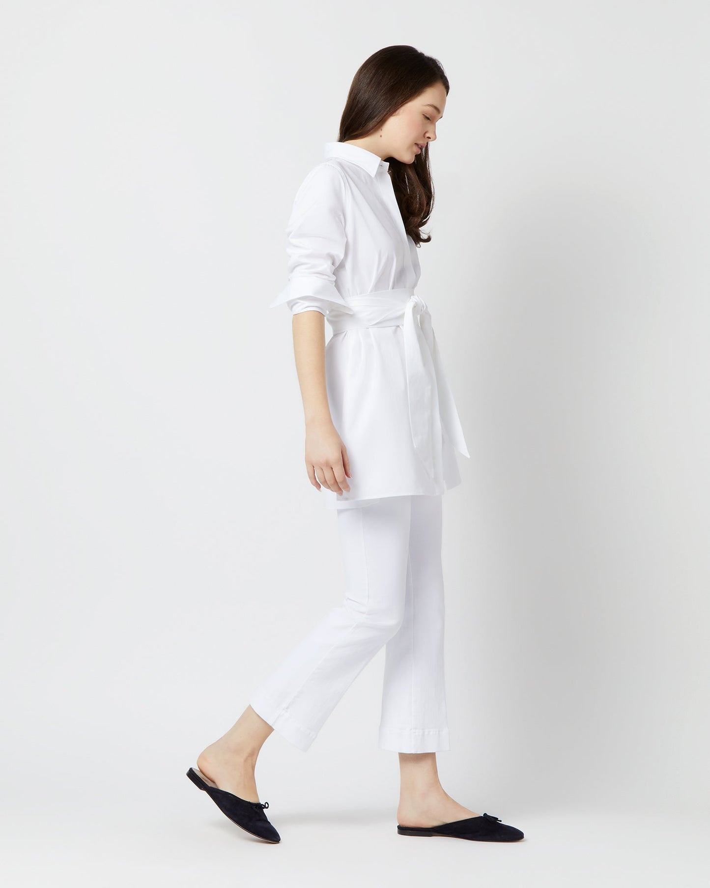 Gabrielle Tie Tunic in White Poplin