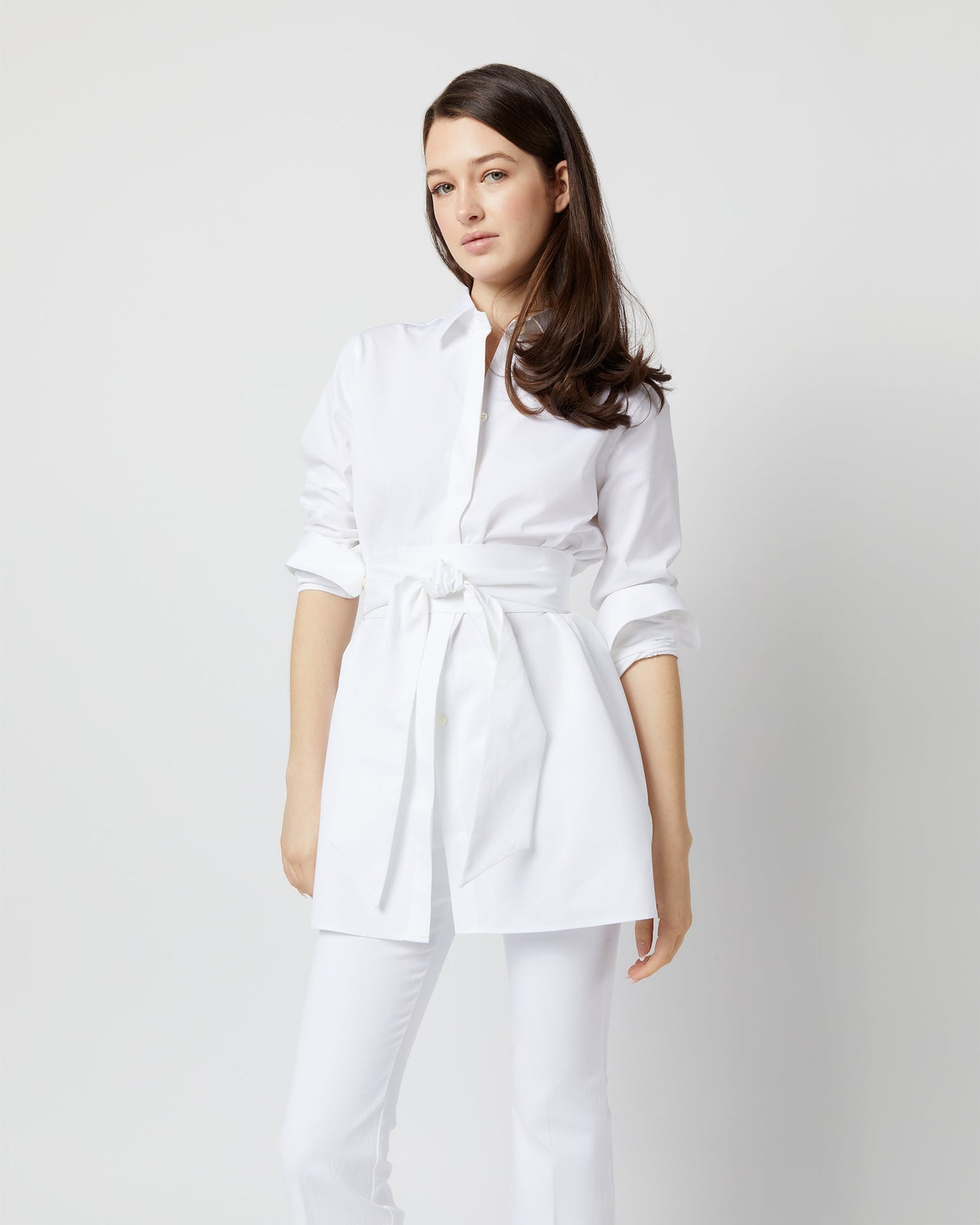 Gabrielle Tie Tunic in White Poplin