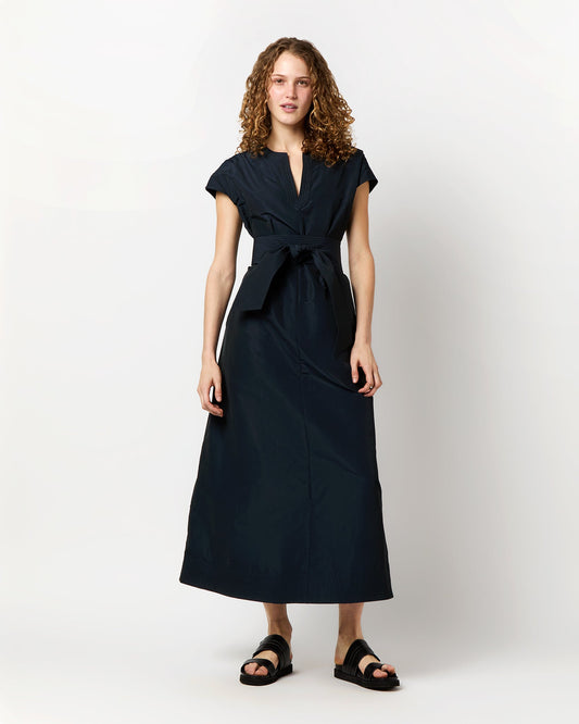 Gigi Dress in Navy Nylon Faille