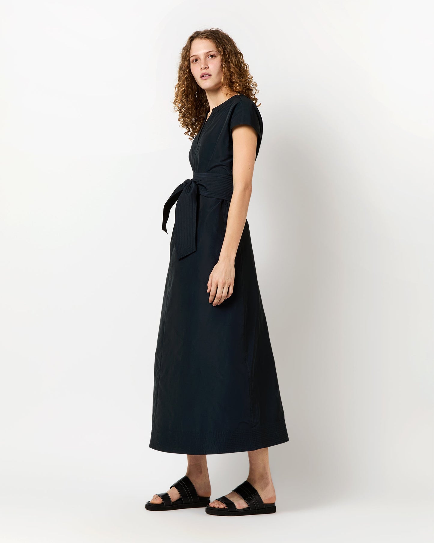 Gigi Dress in Navy Nylon Faille