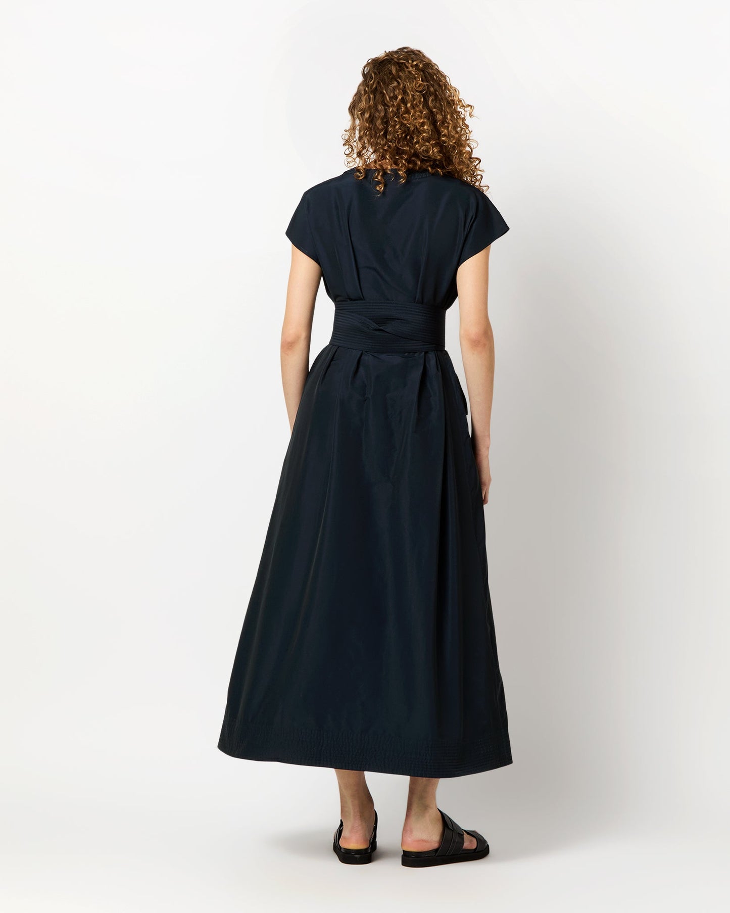 Gigi Dress in Navy Nylon Faille