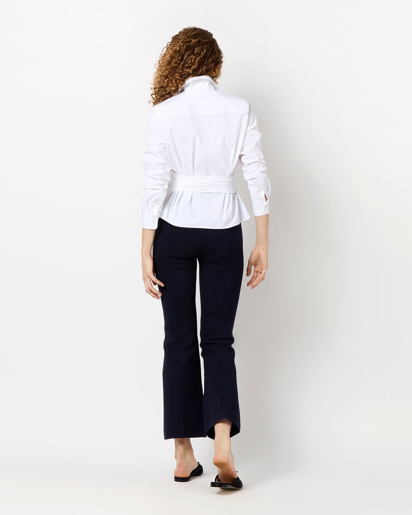 Hilary Wrap Top in White Stretch Poplin