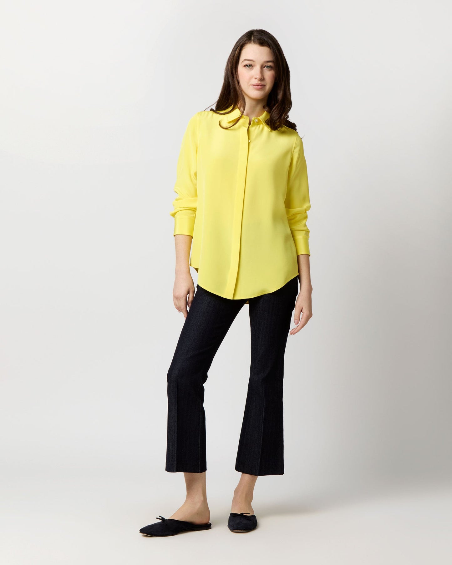 Icon Blouse in Lemon Silk Crepe de Chine