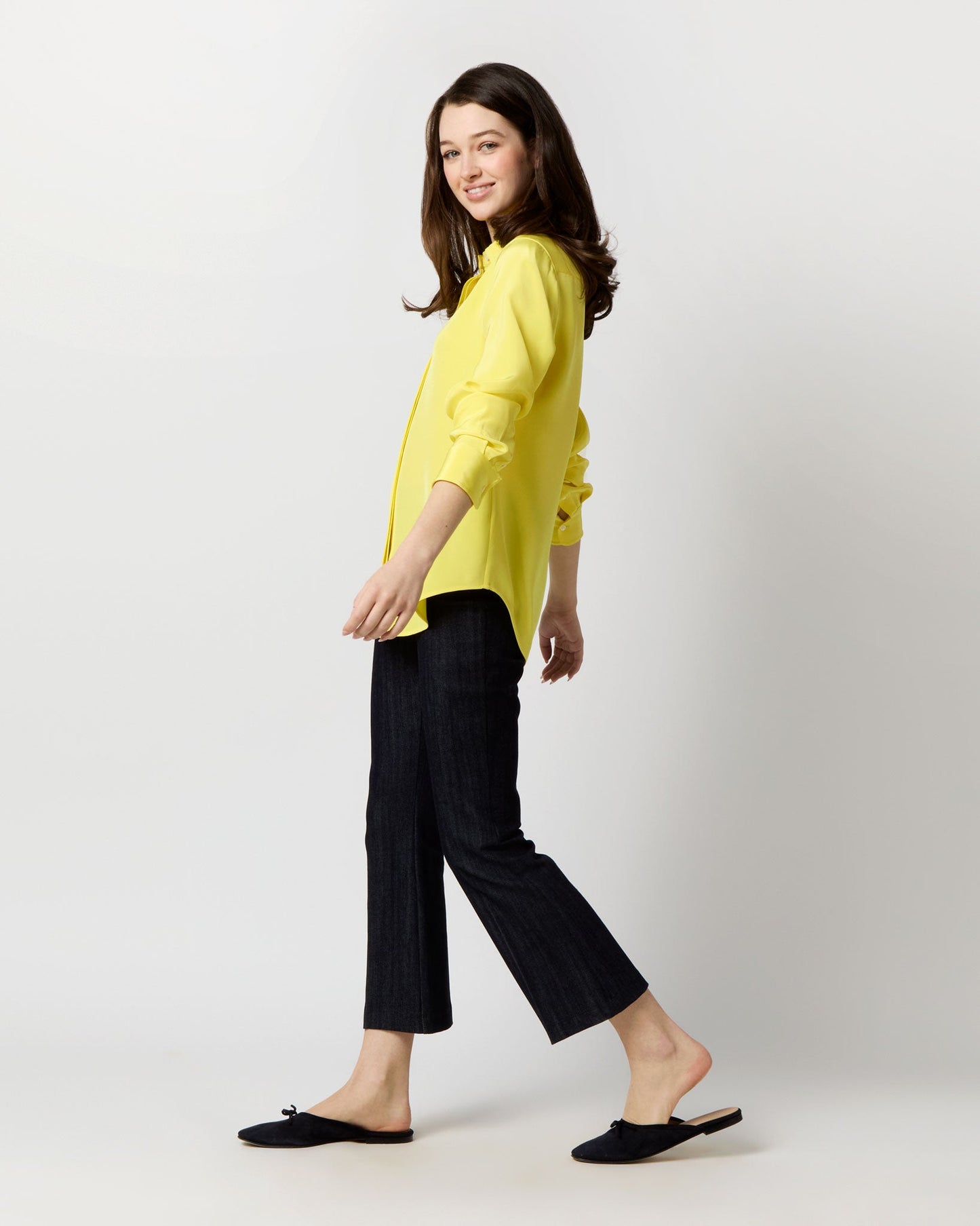 Icon Blouse in Lemon Silk Crepe de Chine