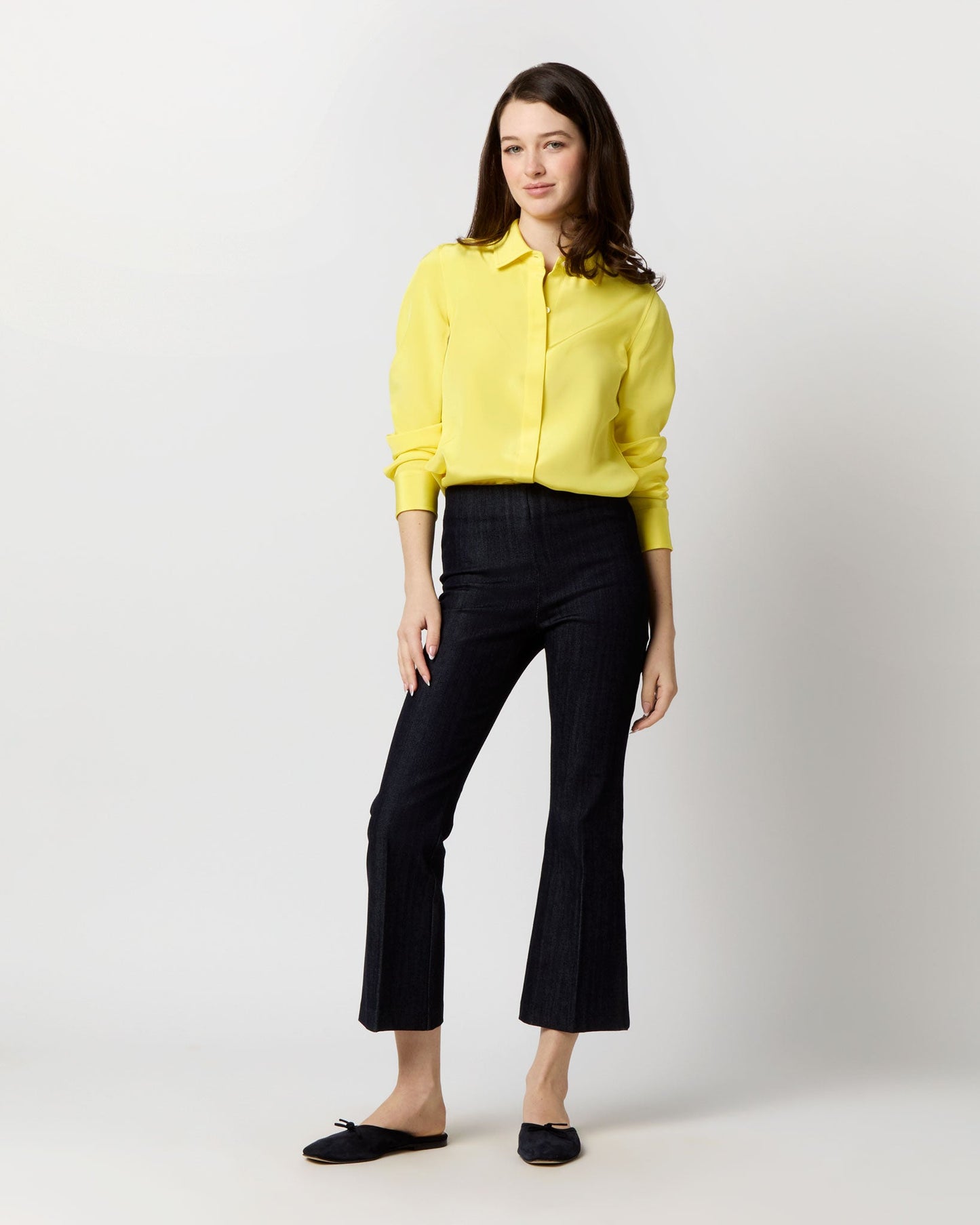 Icon Blouse in Lemon Silk Crepe de Chine