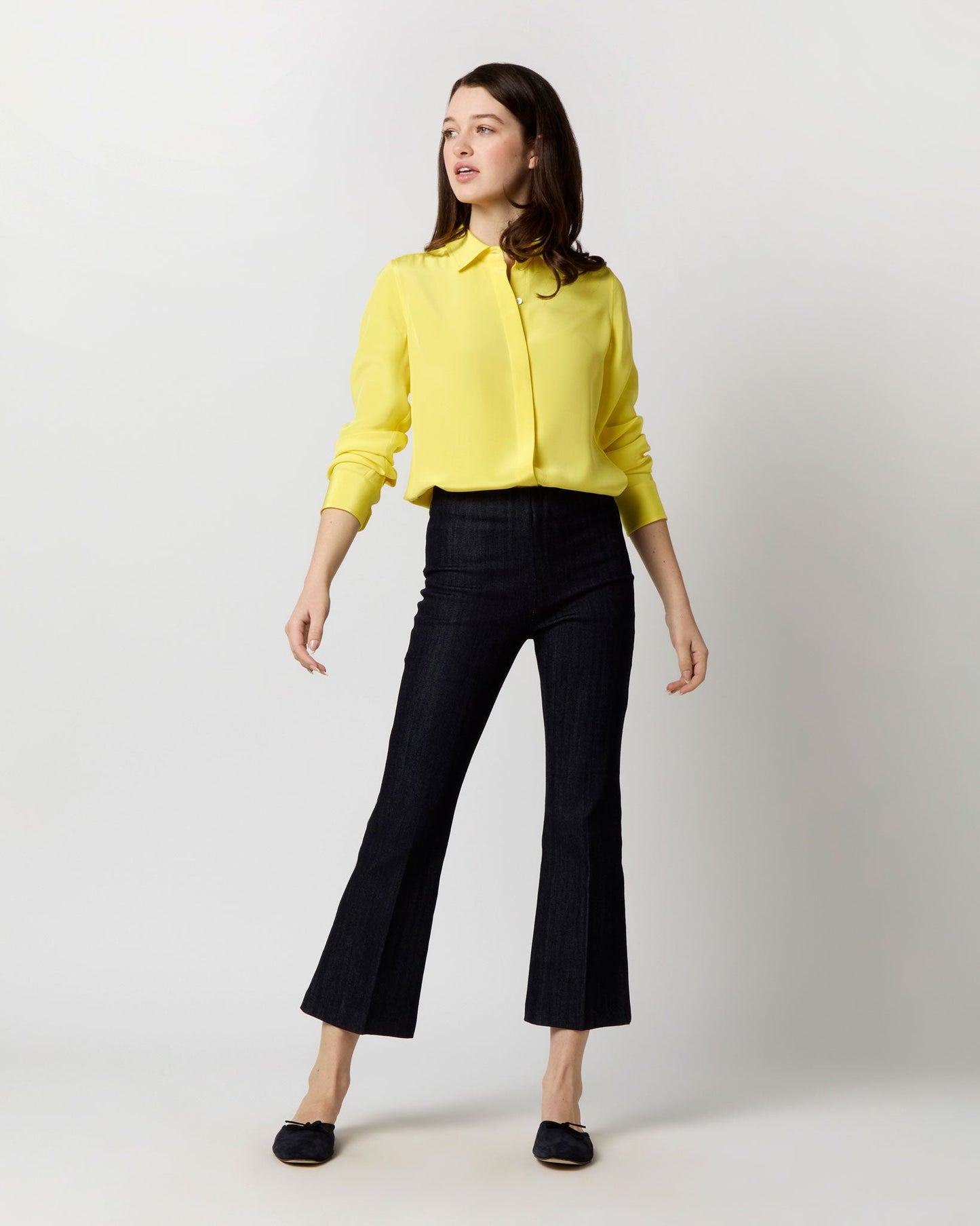 Icon Blouse in Lemon Silk Crepe de Chine