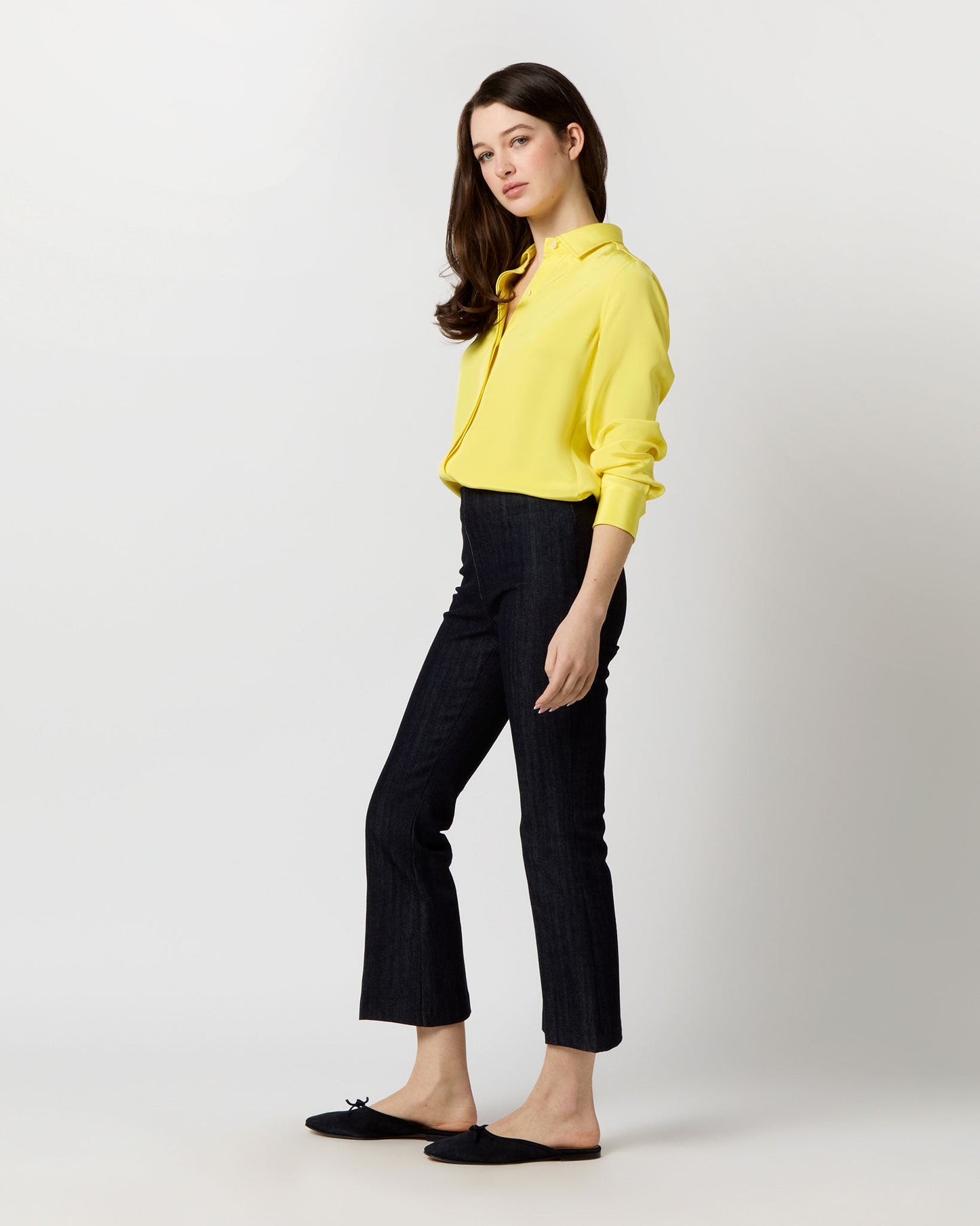 Icon Blouse in Lemon Silk Crepe de Chine