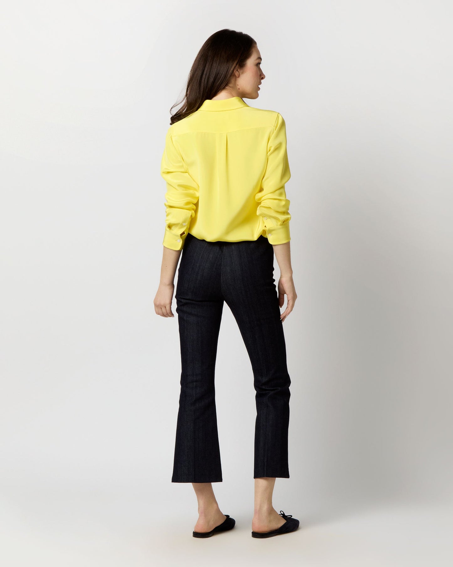 Icon Blouse in Lemon Silk Crepe de Chine