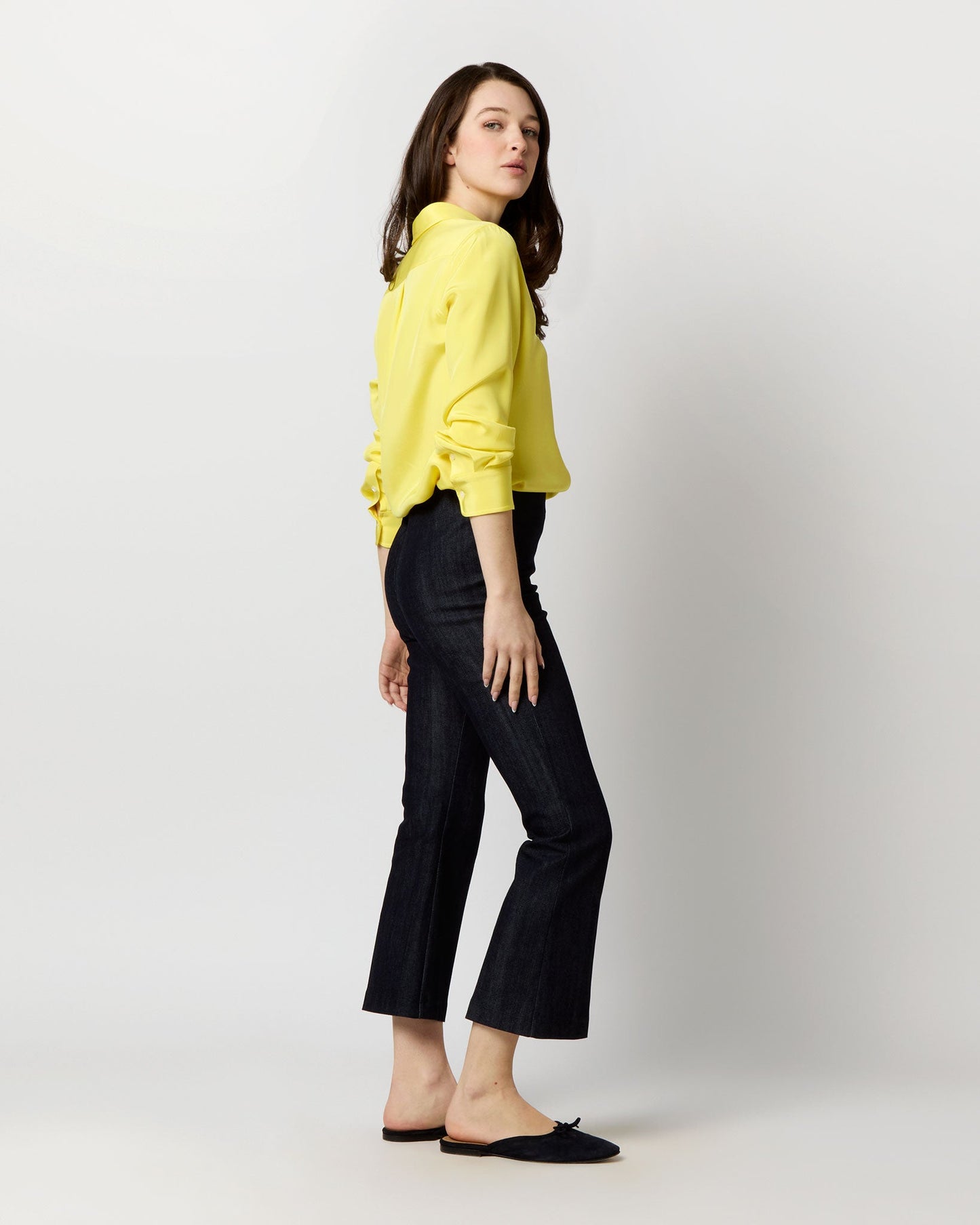 Icon Blouse in Lemon Silk Crepe de Chine