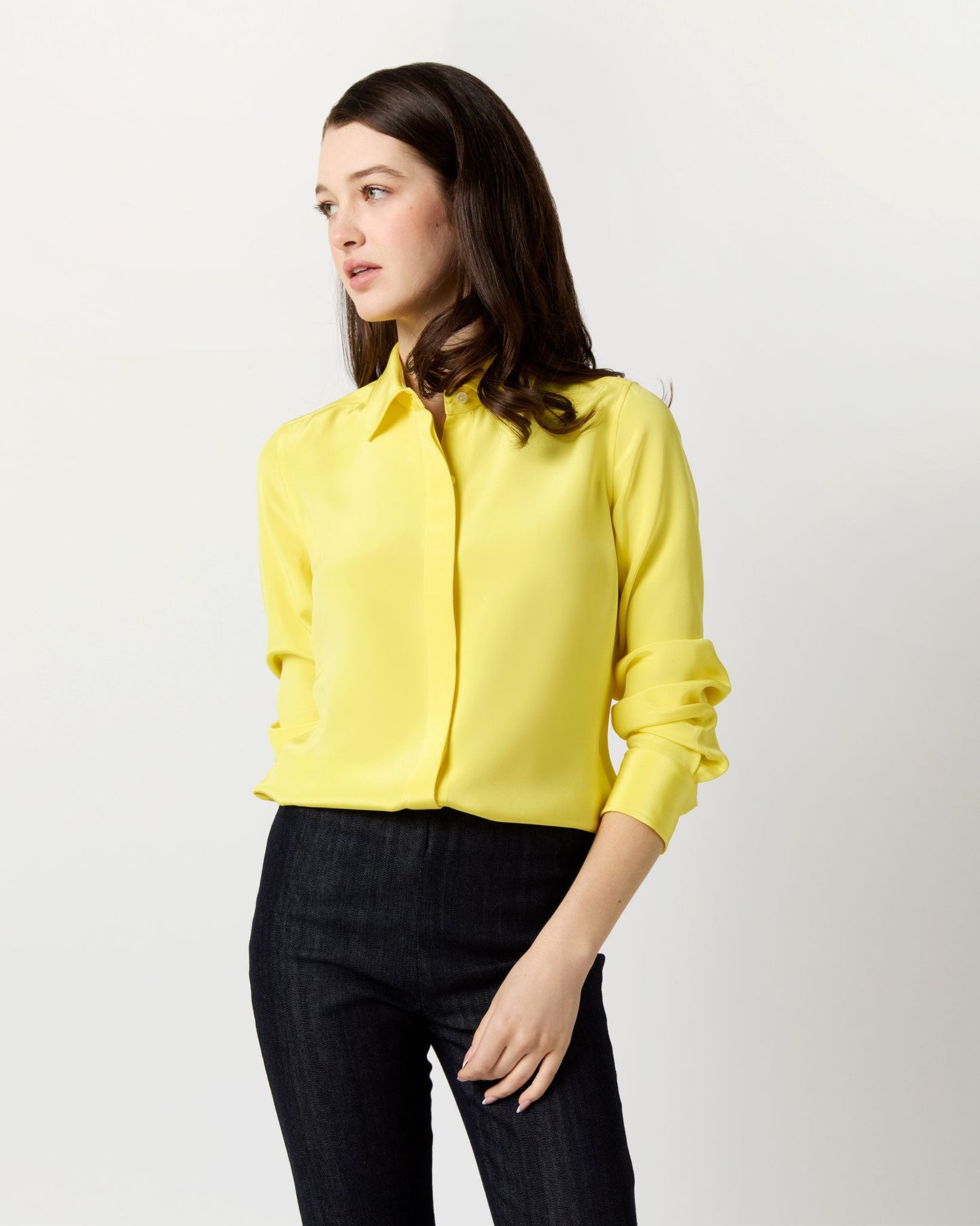 Icon Blouse in Lemon Silk Crepe de Chine