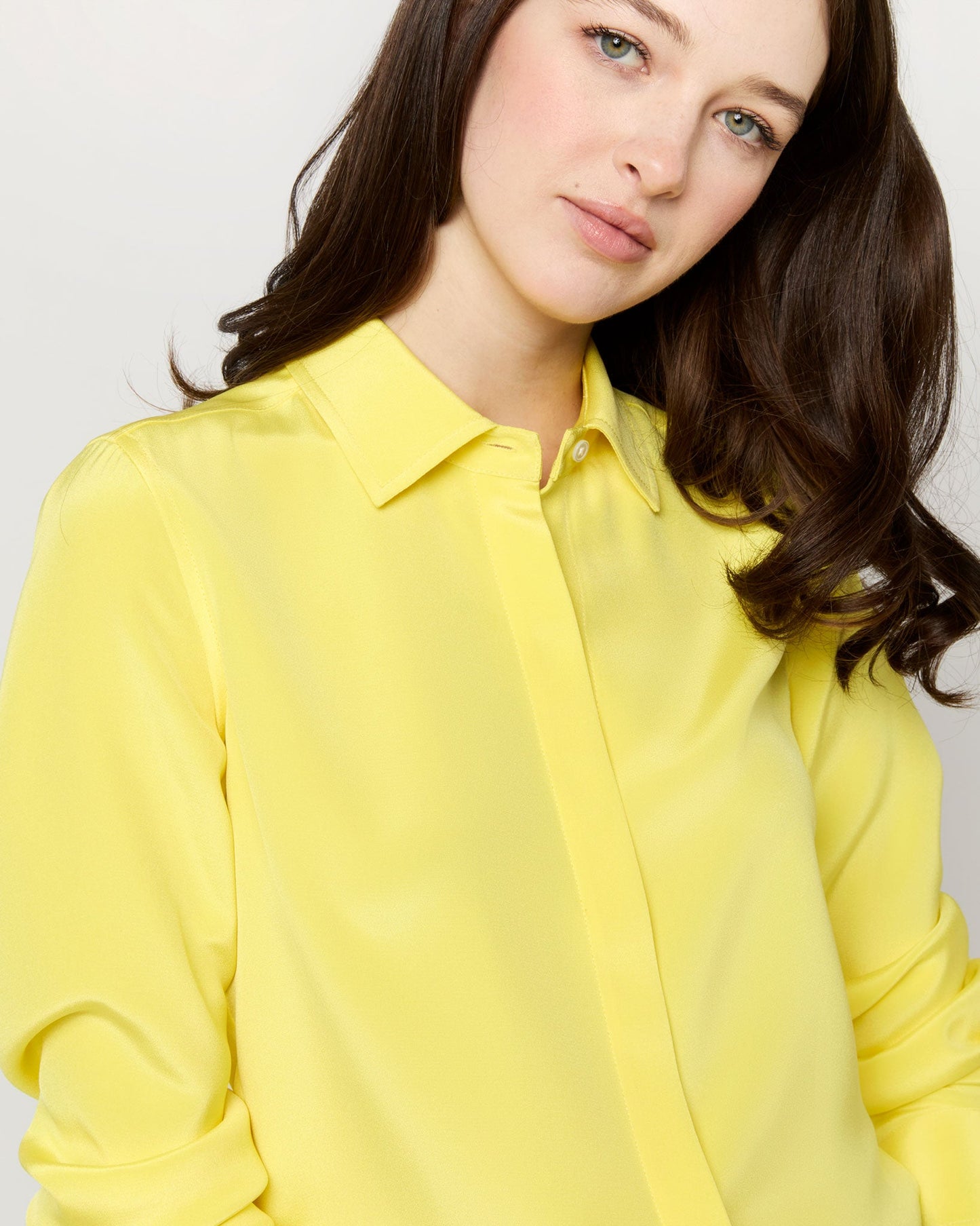 Icon Blouse in Lemon Silk Crepe de Chine