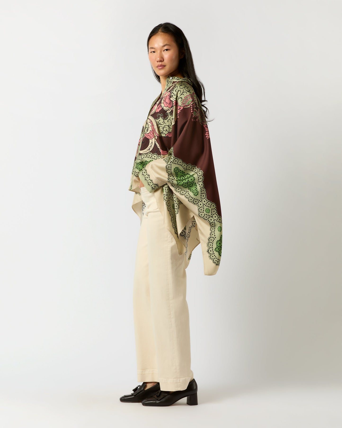 Foulard Shirt in Portal Placée Silk Twill