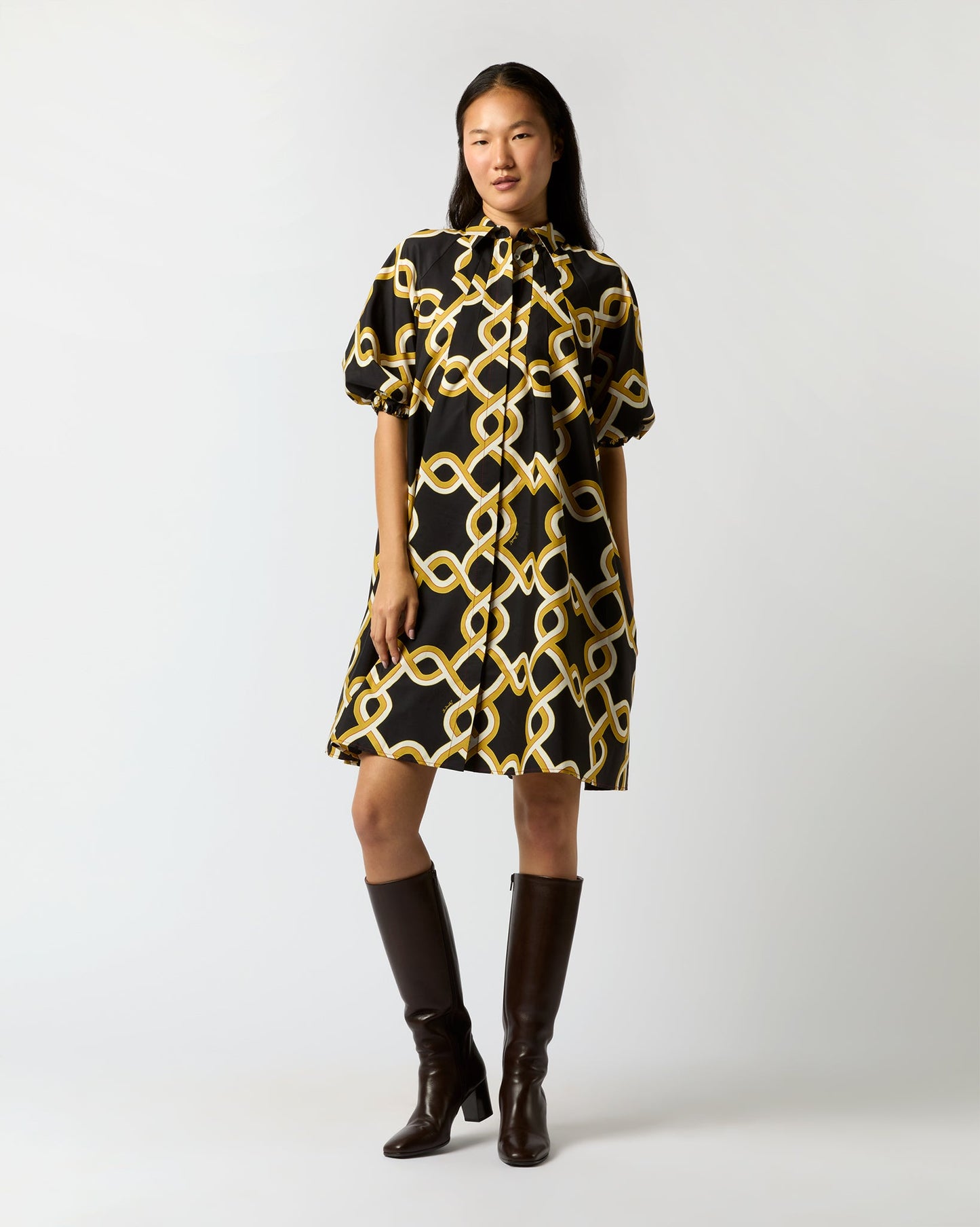 Sunburst Dress in Black Tackle Summer Poplin