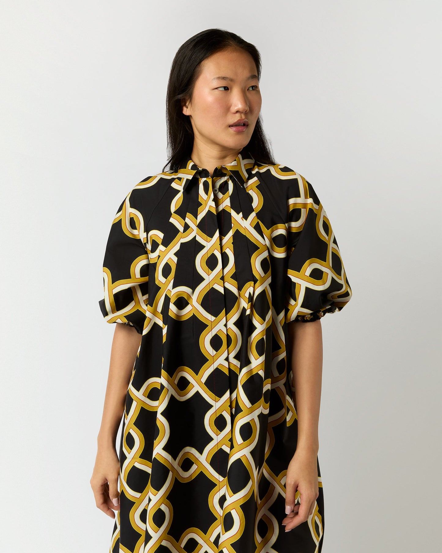 Sunburst Dress in Black Tackle Summer Poplin