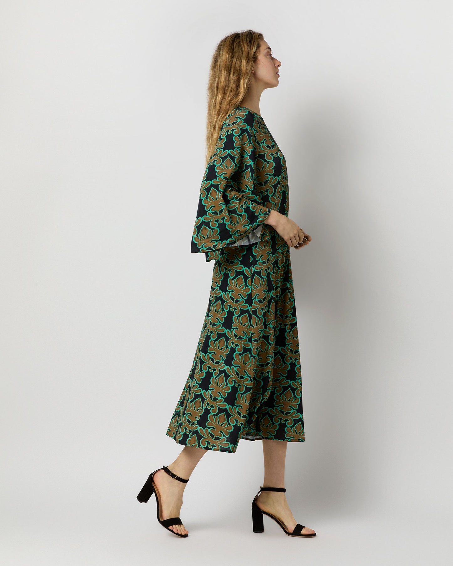 Sorella Dress in Green Herald Flowy Jersey