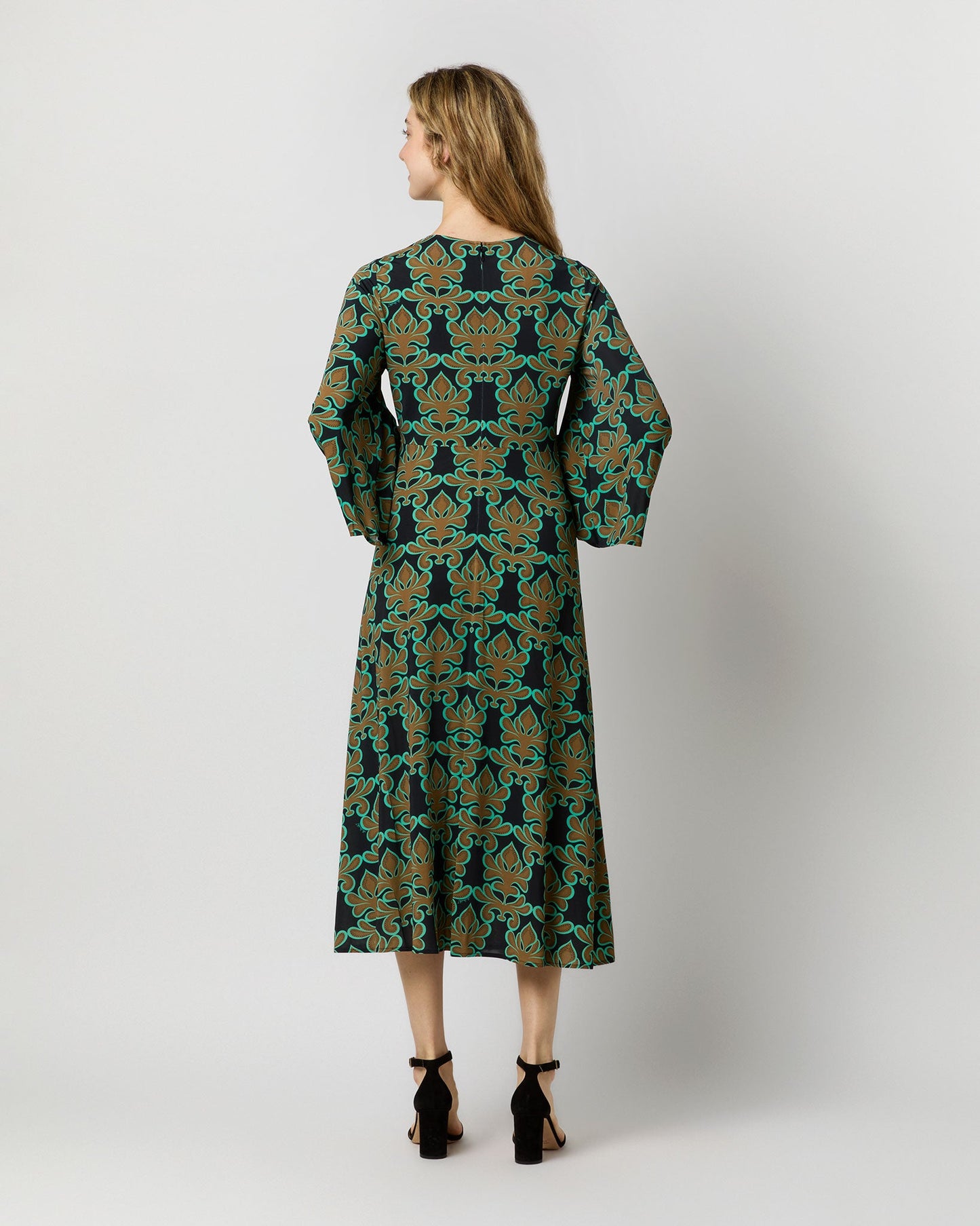 Sorella Dress in Green Herald Flowy Jersey