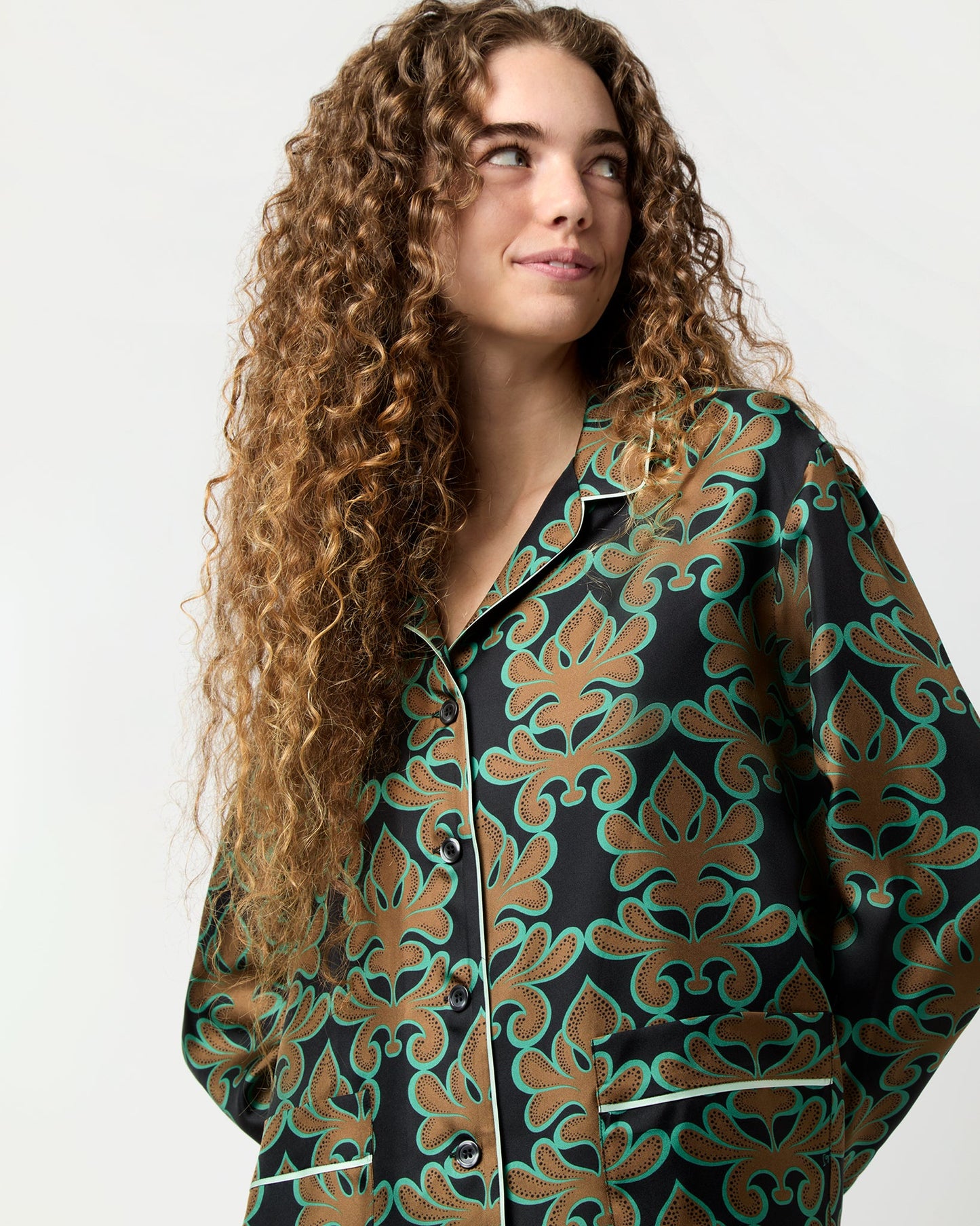 Pajama Shirt in Herald Silk Twill