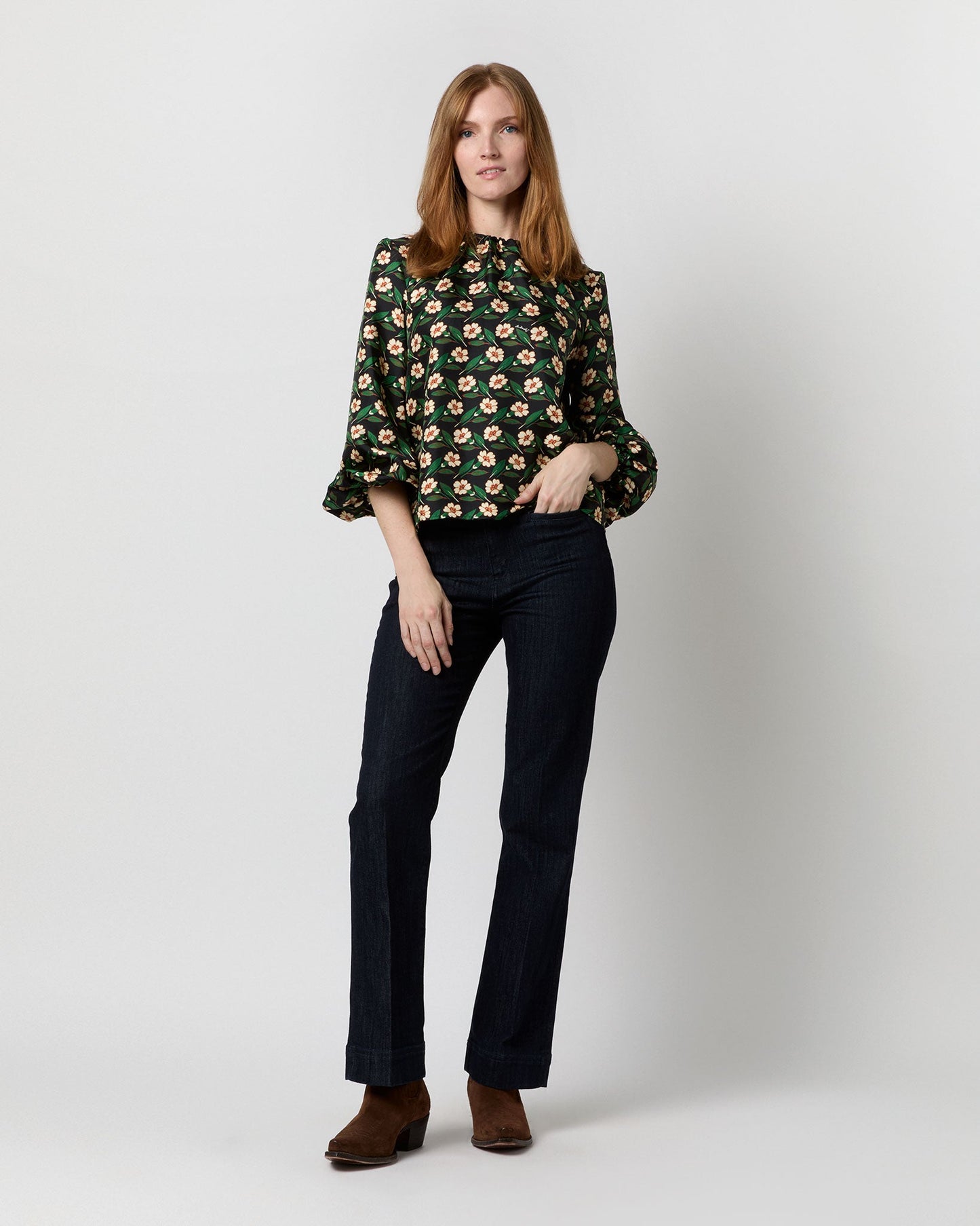 Charming Top in Black Mayfair Silk Twill