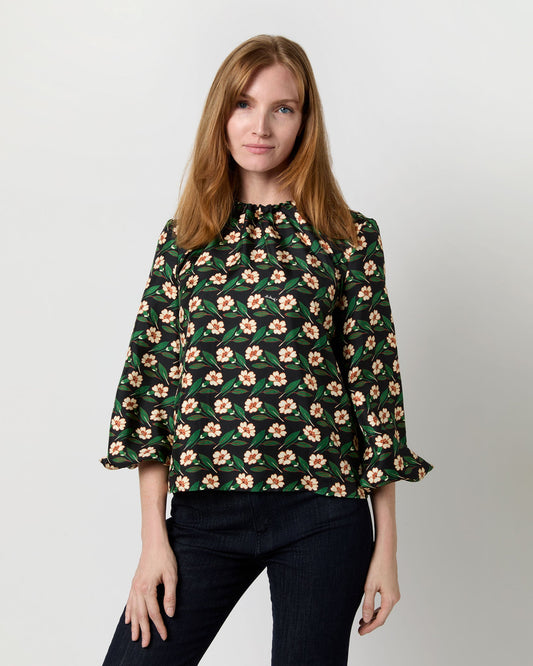 Charming Top in Black Mayfair Silk Twill