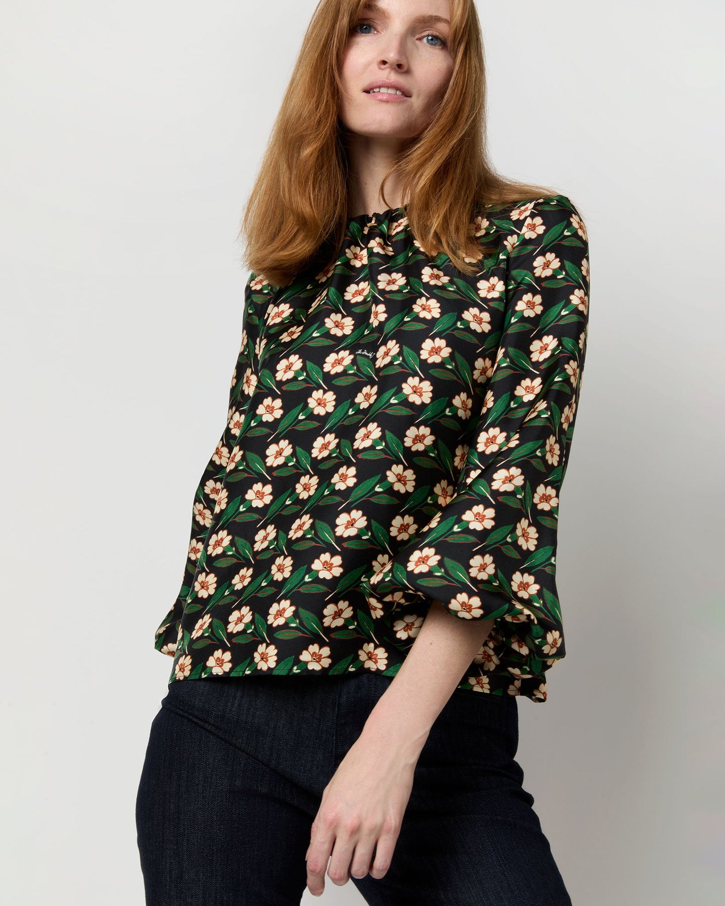 Charming Top in Black Mayfair Silk Twill