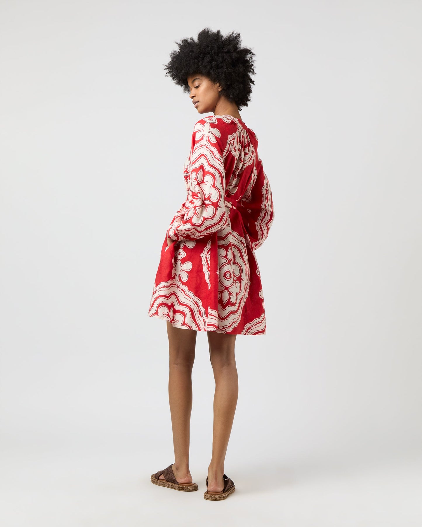 Meaza Button Up Dress in Niku Red