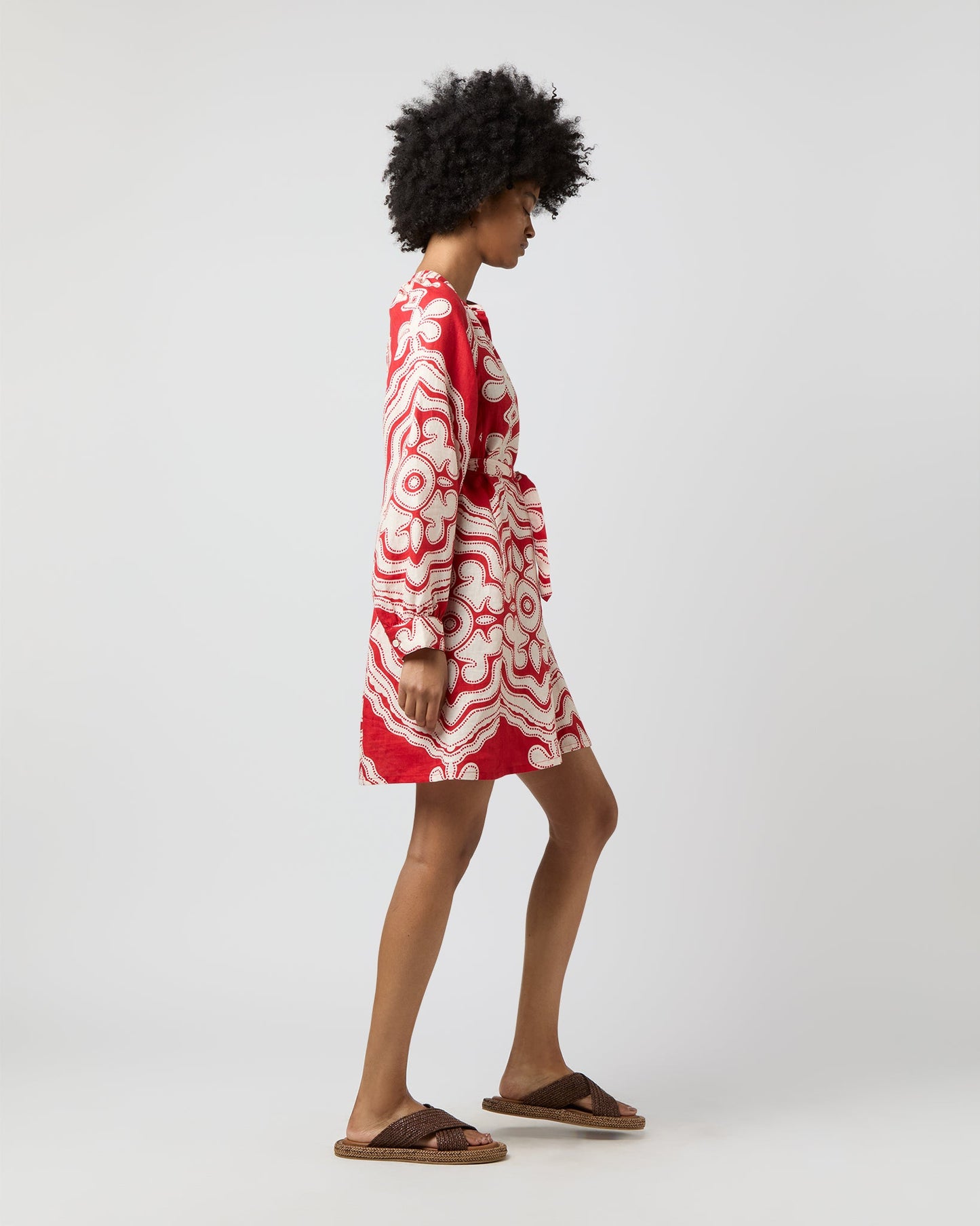 Meaza Button Up Dress in Niku Red