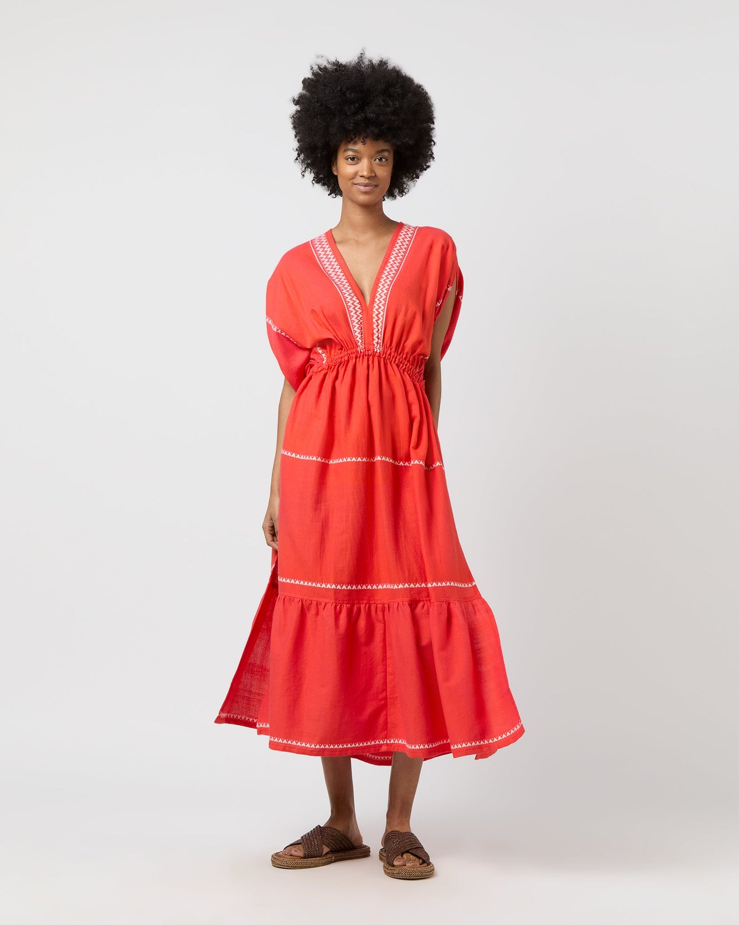 Leila Plunge Dress in Tenesa Red