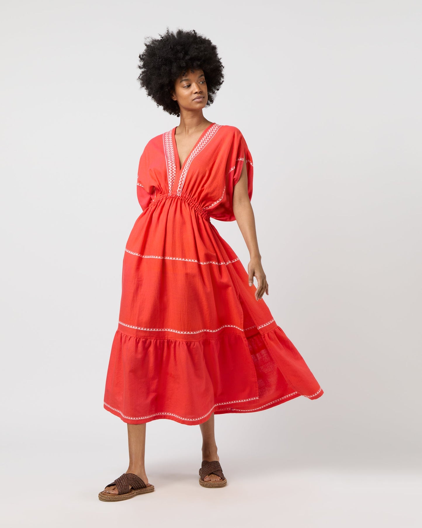 Leila Plunge Dress in Tenesa Red