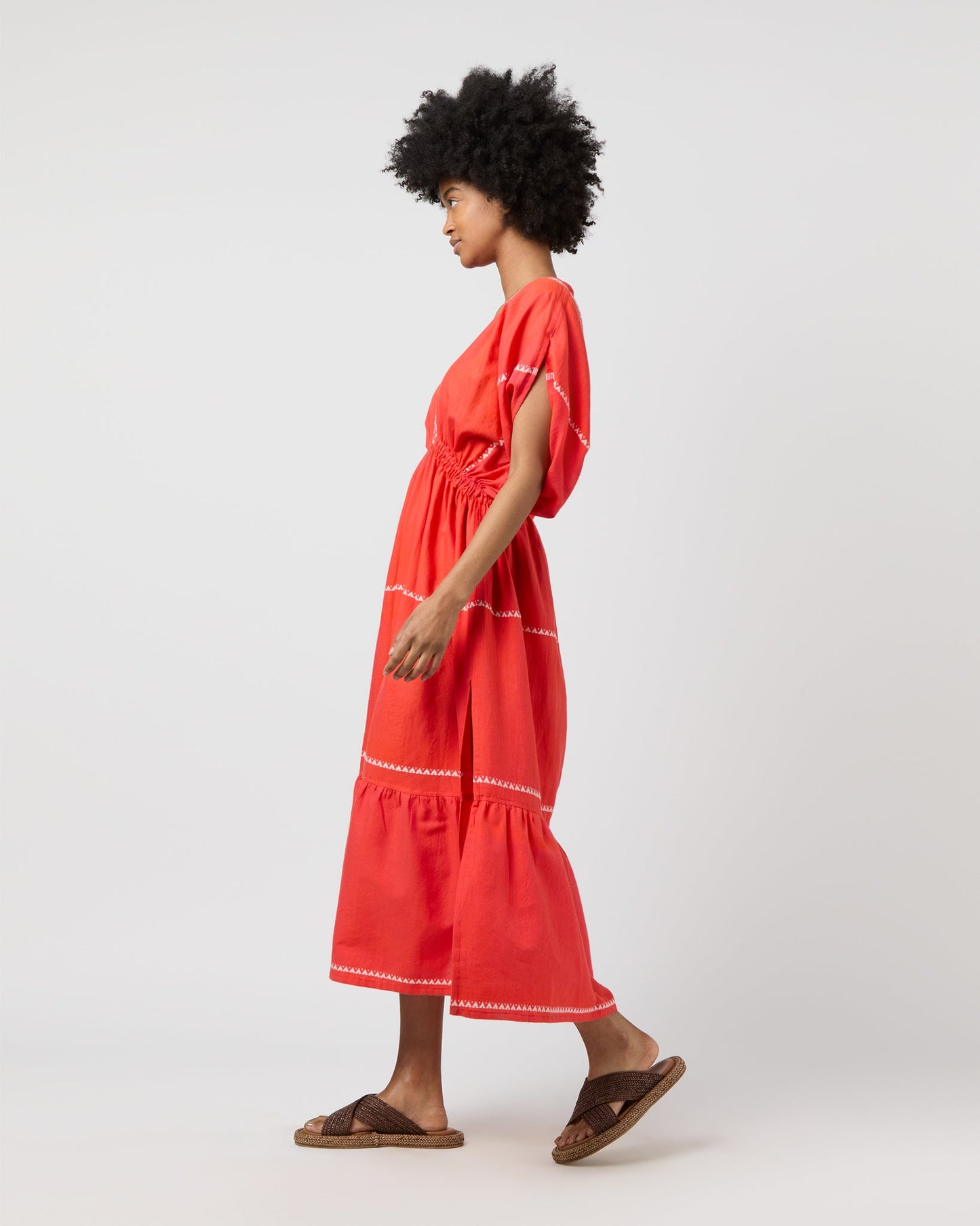 Leila Plunge Dress in Tenesa Red