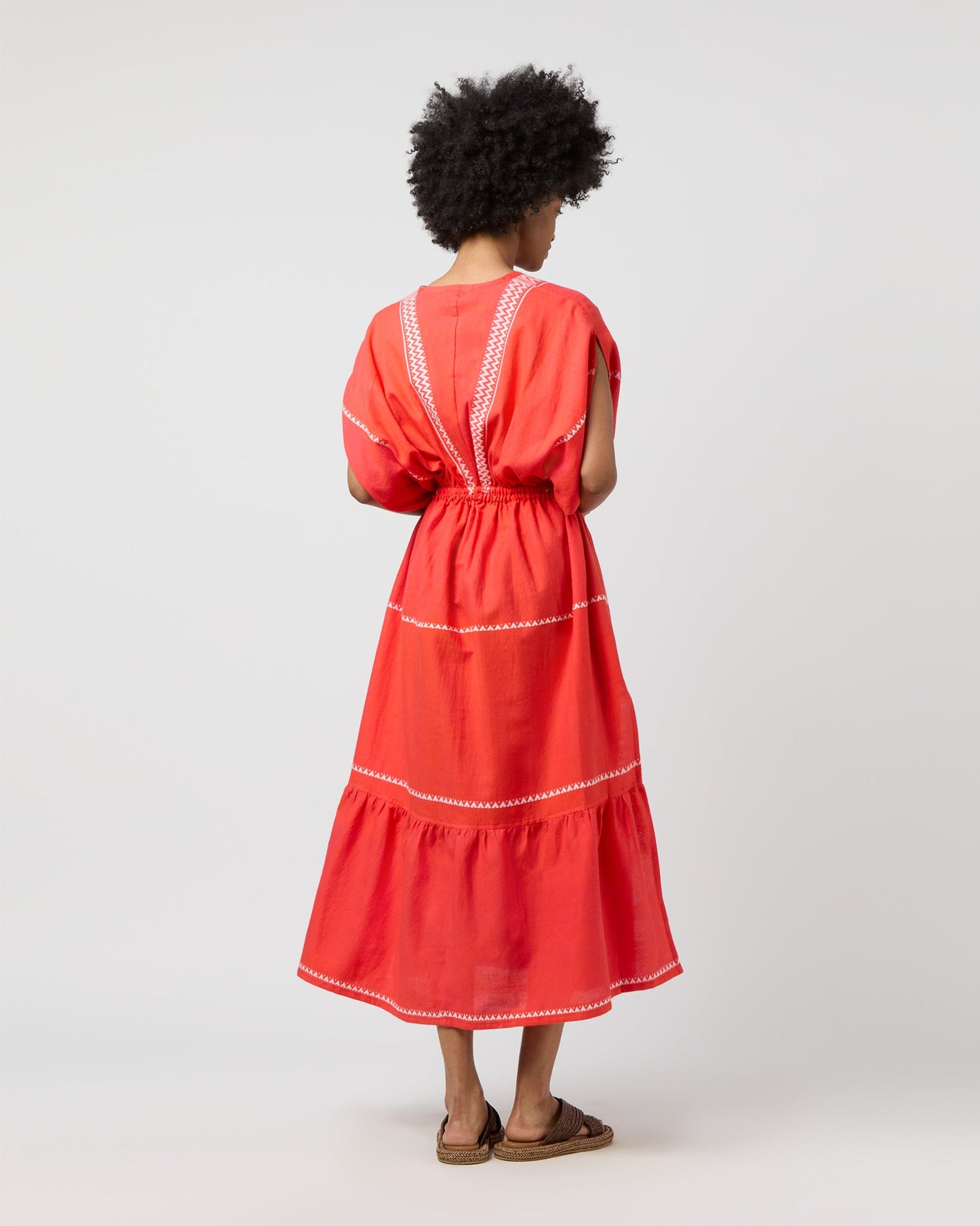 Leila Plunge Dress in Tenesa Red