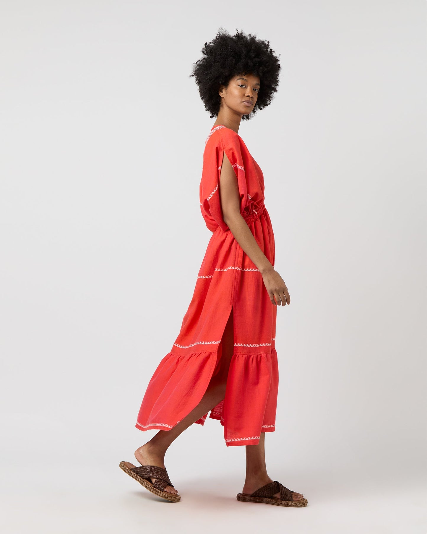 Leila Plunge Dress in Tenesa Red