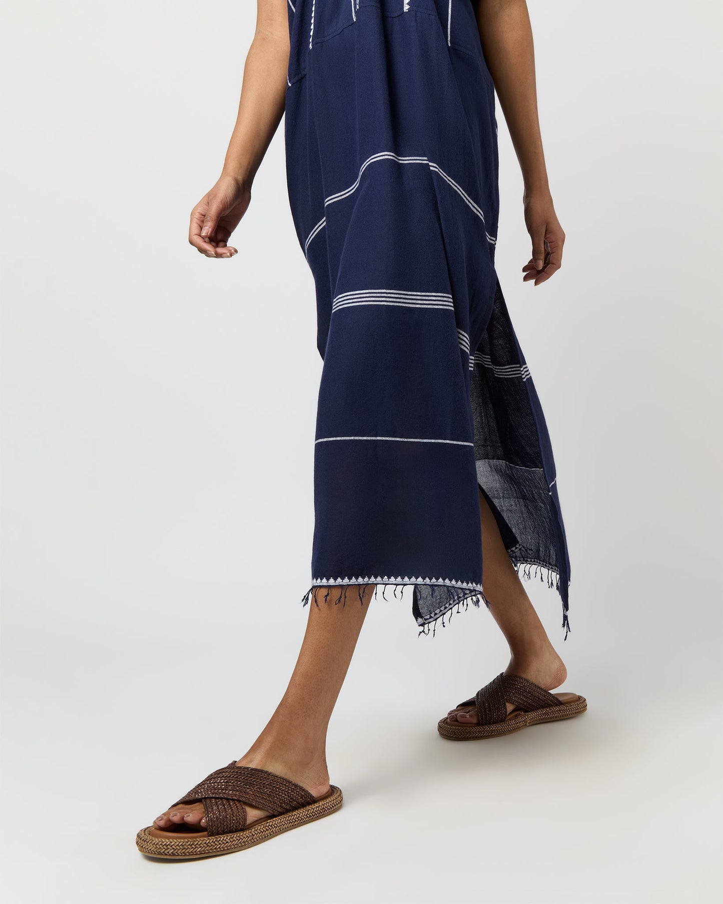 Gasira V-Neck Caftan in Nunu Navy