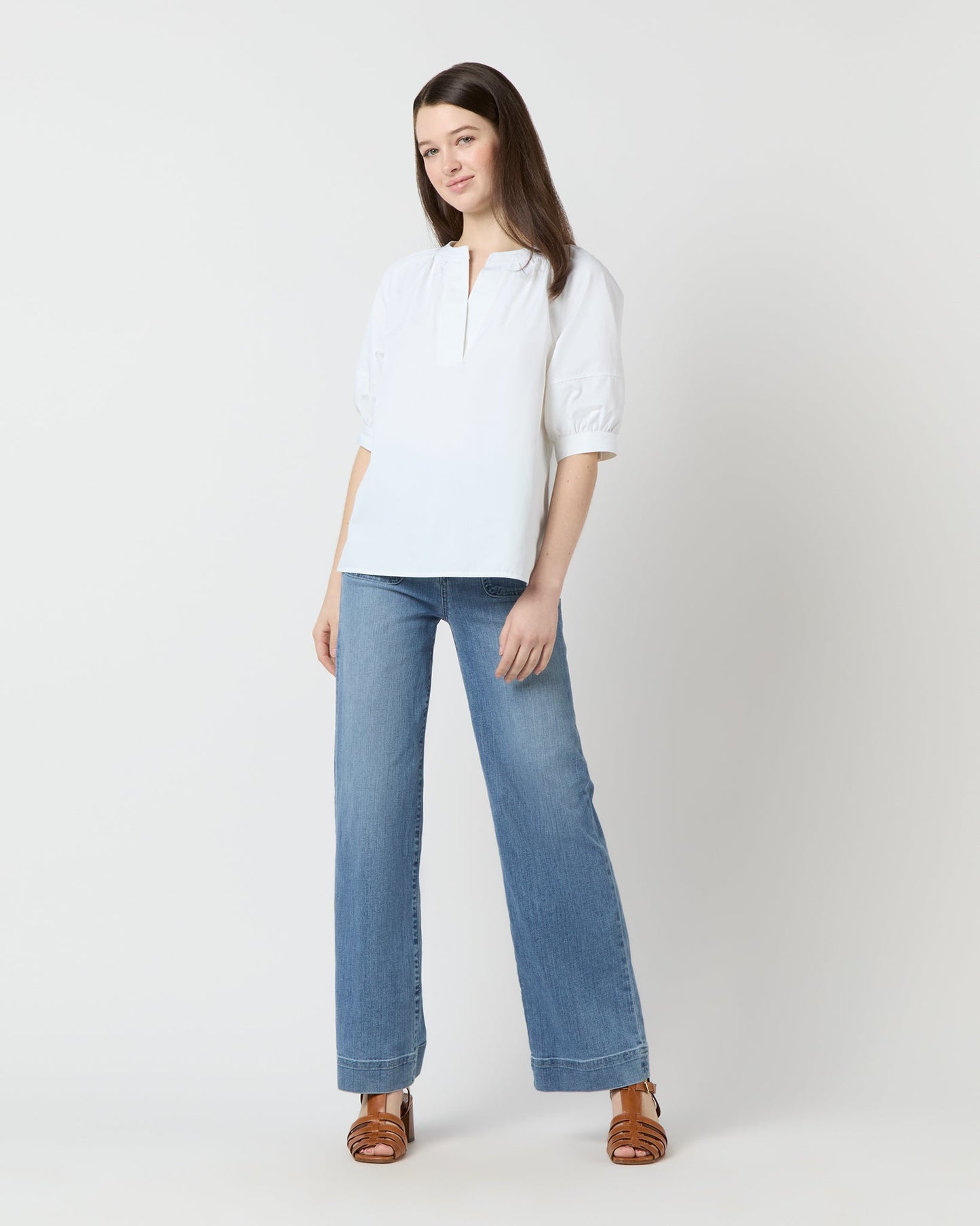 Selina Top in White Poplin