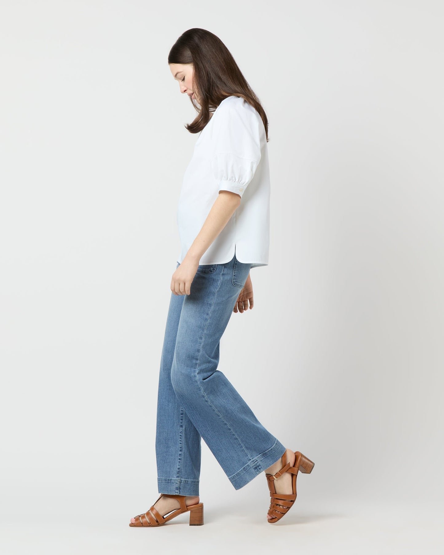 Selina Top in White Poplin