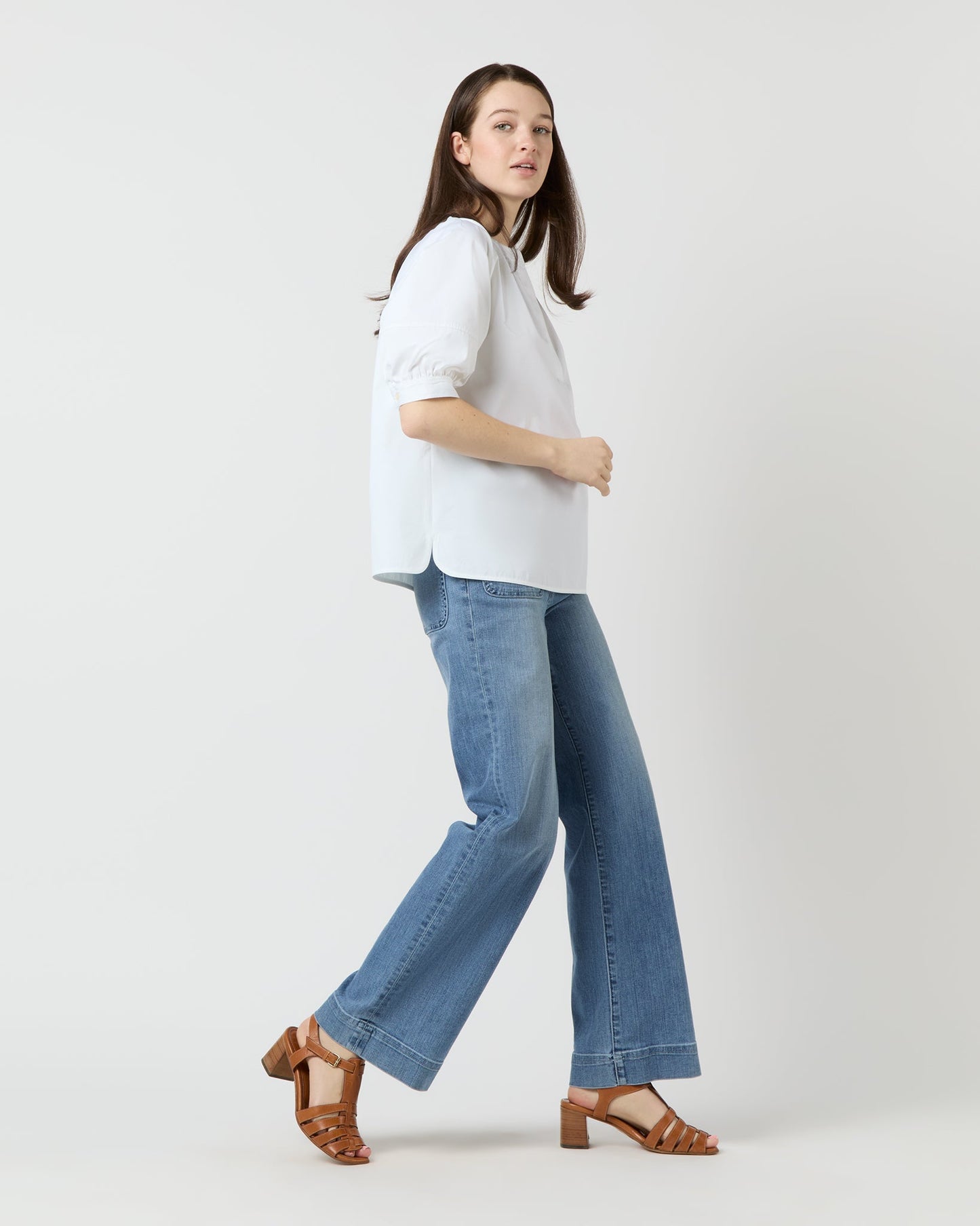 Selina Top in White Poplin