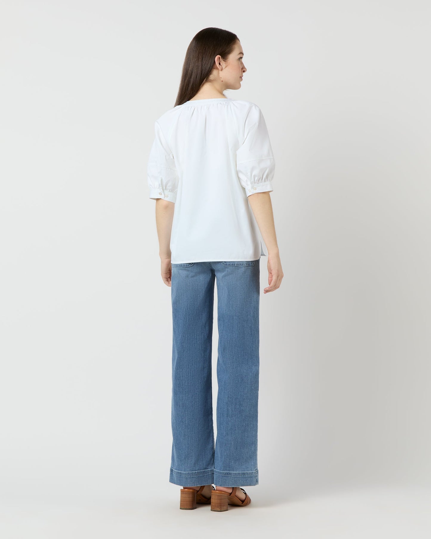 Selina Top in White Poplin